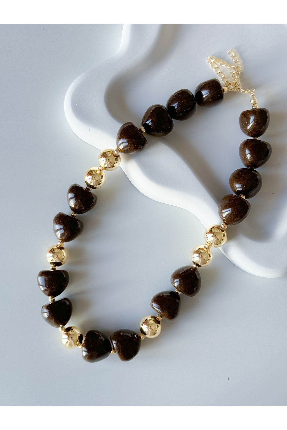 KAHVERENGİ GOLD KOLYE