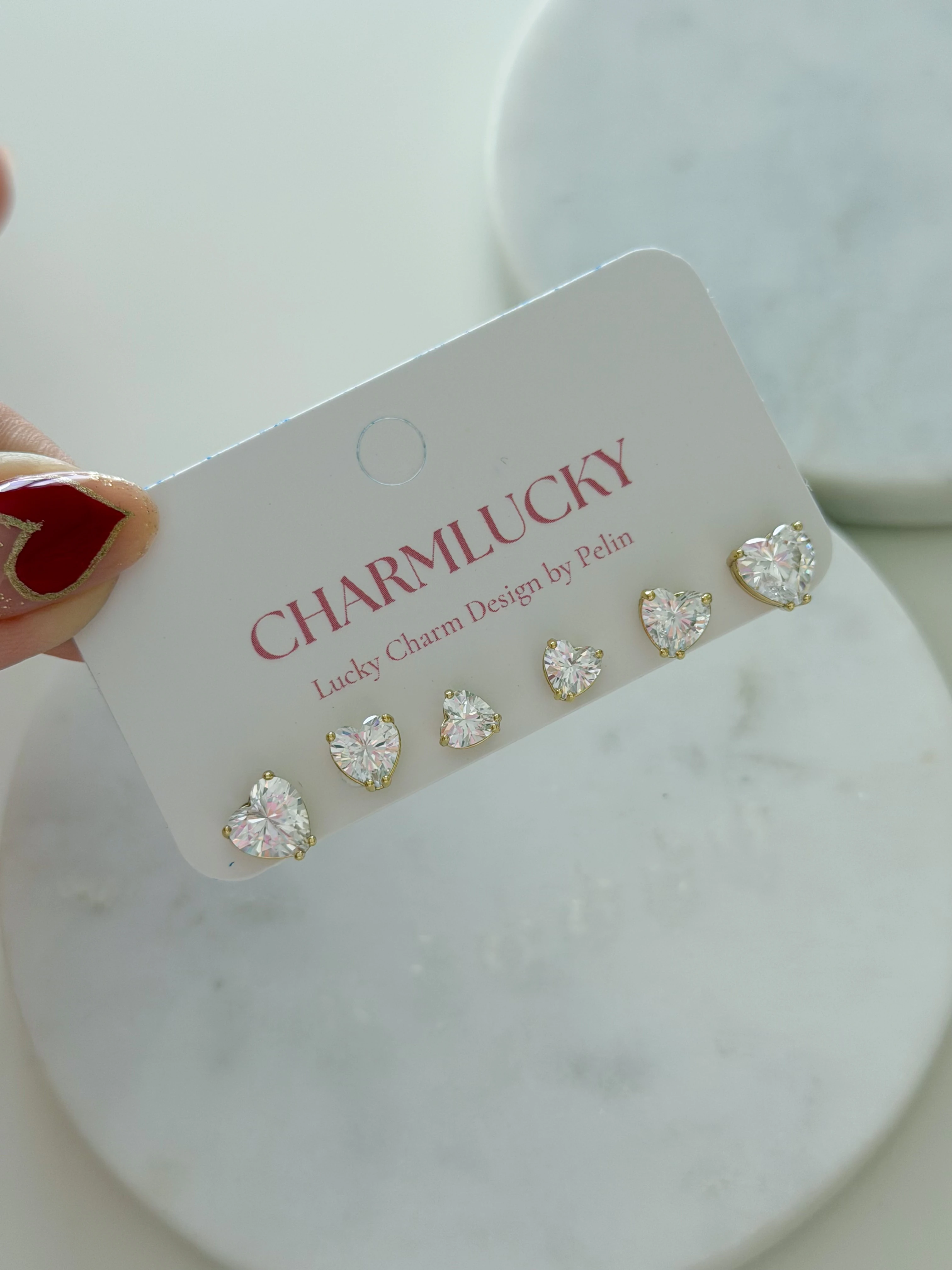 ÖZEL SERİ 6LI TEKTAŞ KALP KÜPE SETİ