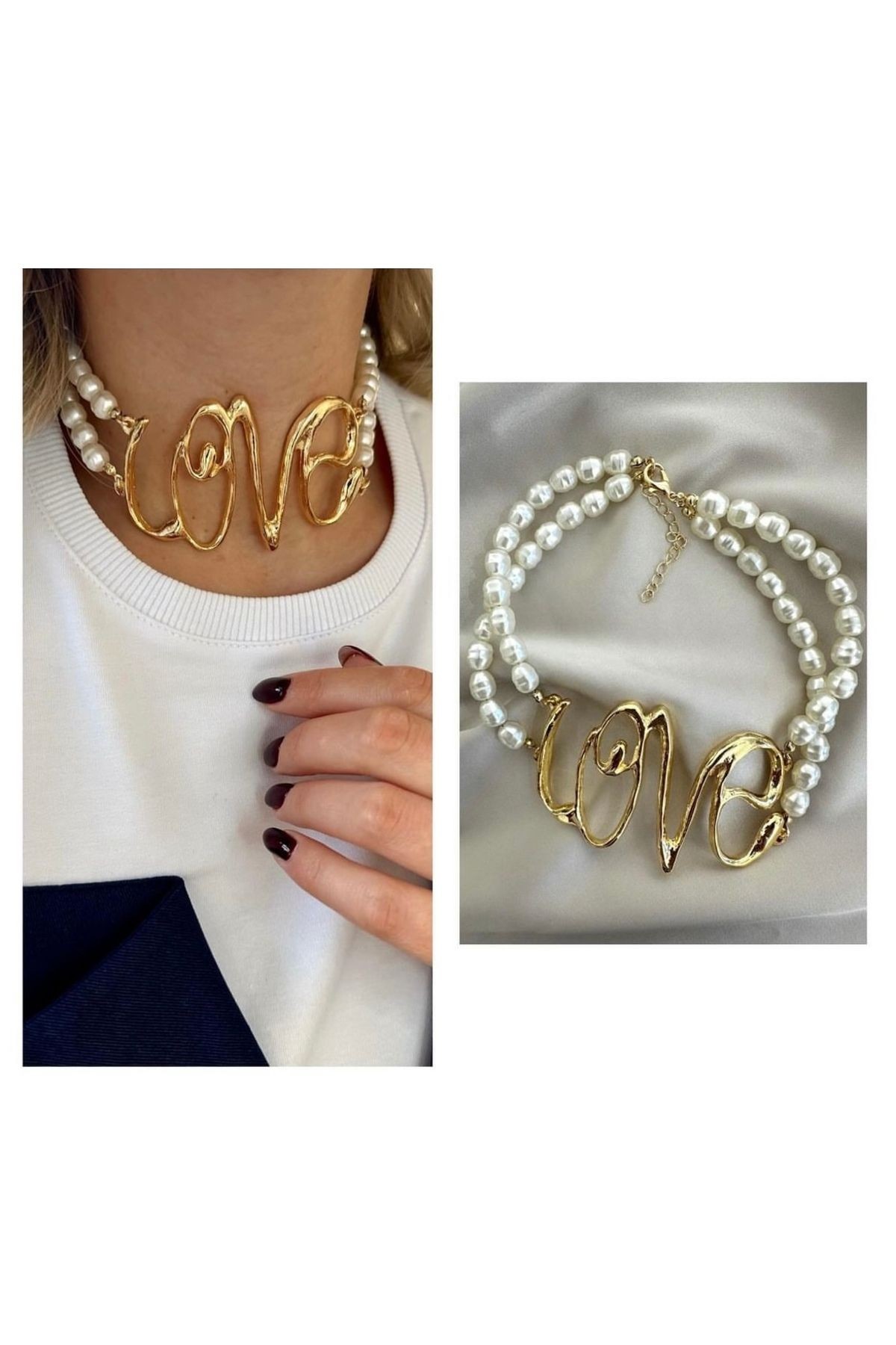 LOVE İNCİ CHOKER KOLYE