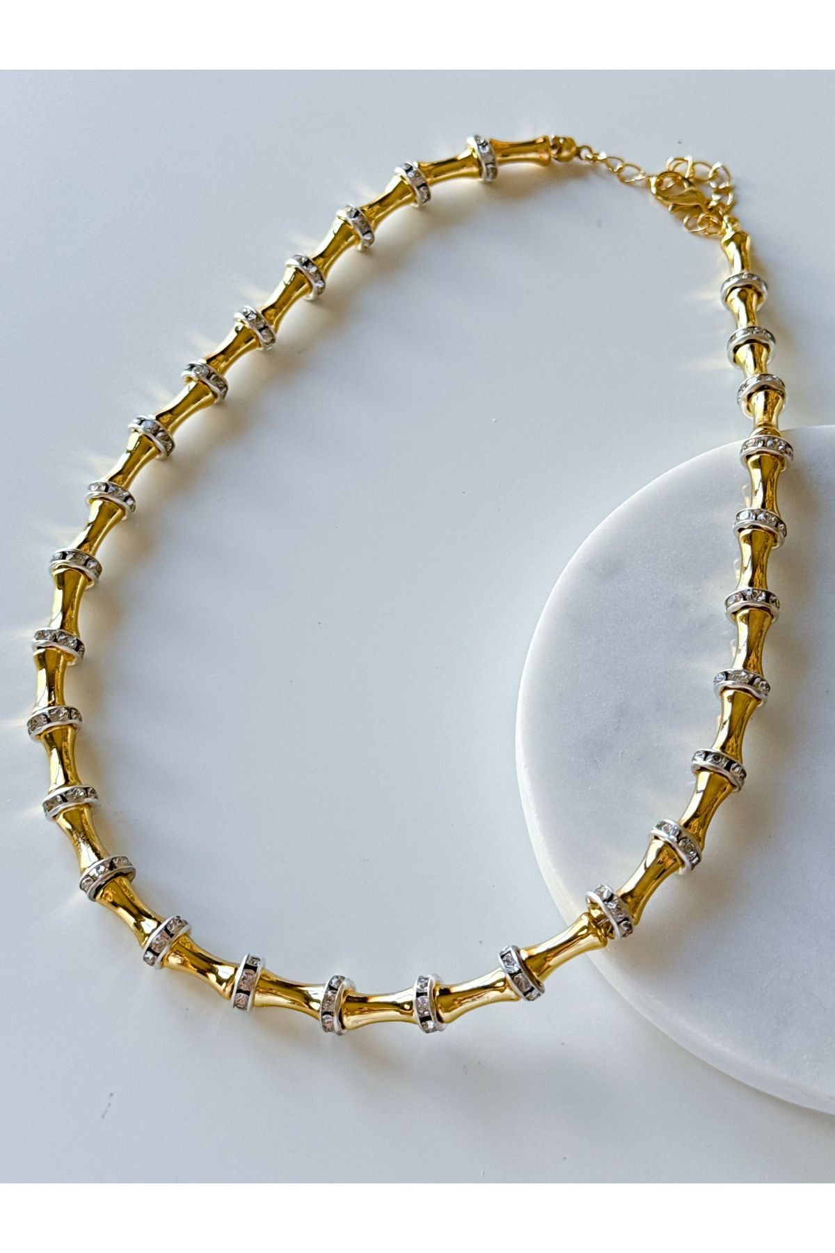 GOLD BORU TAŞLI KOLYE