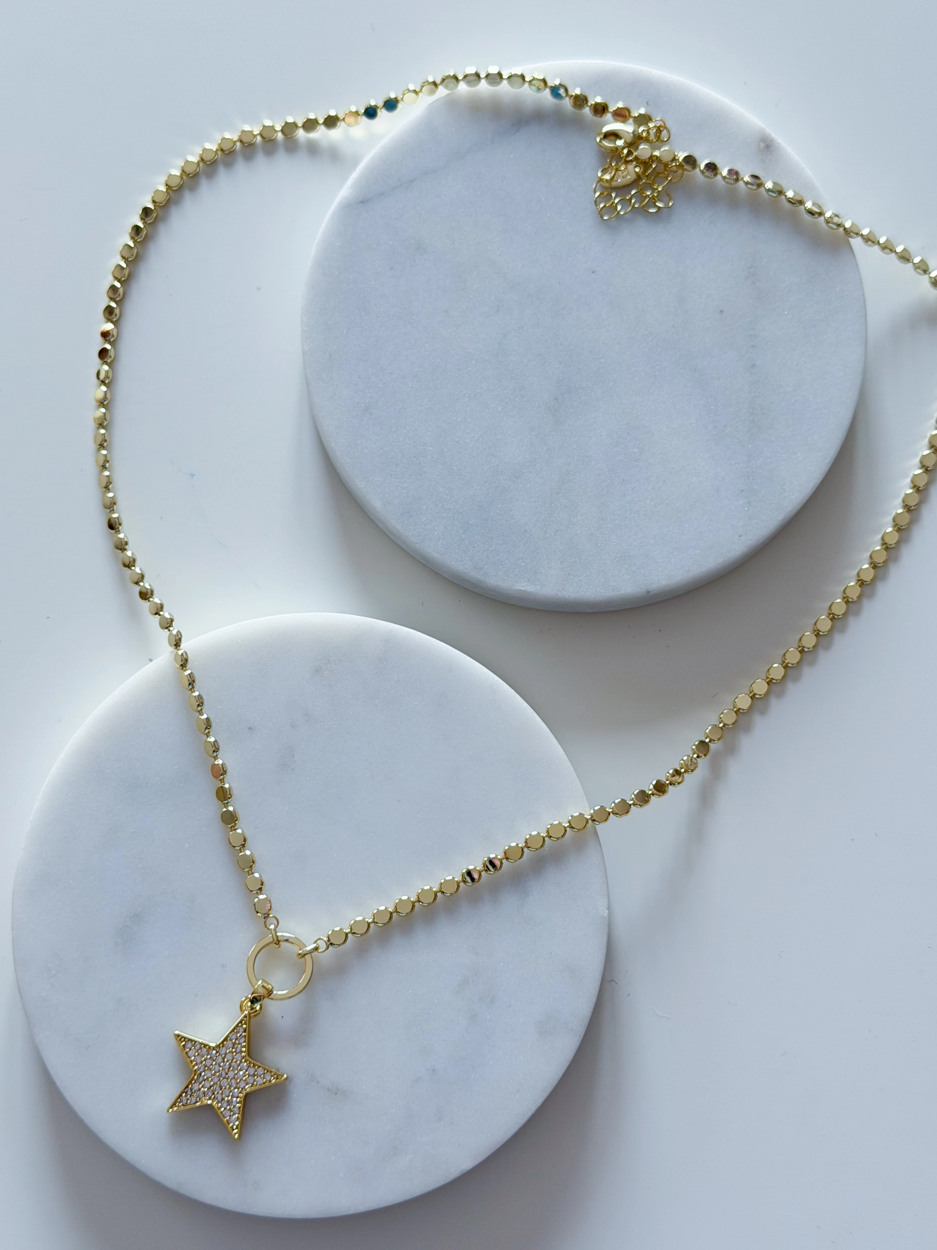 ÖZEL SERİ TAŞLI YILDIZ DÖRTGEN ZİNCİR KOLYE