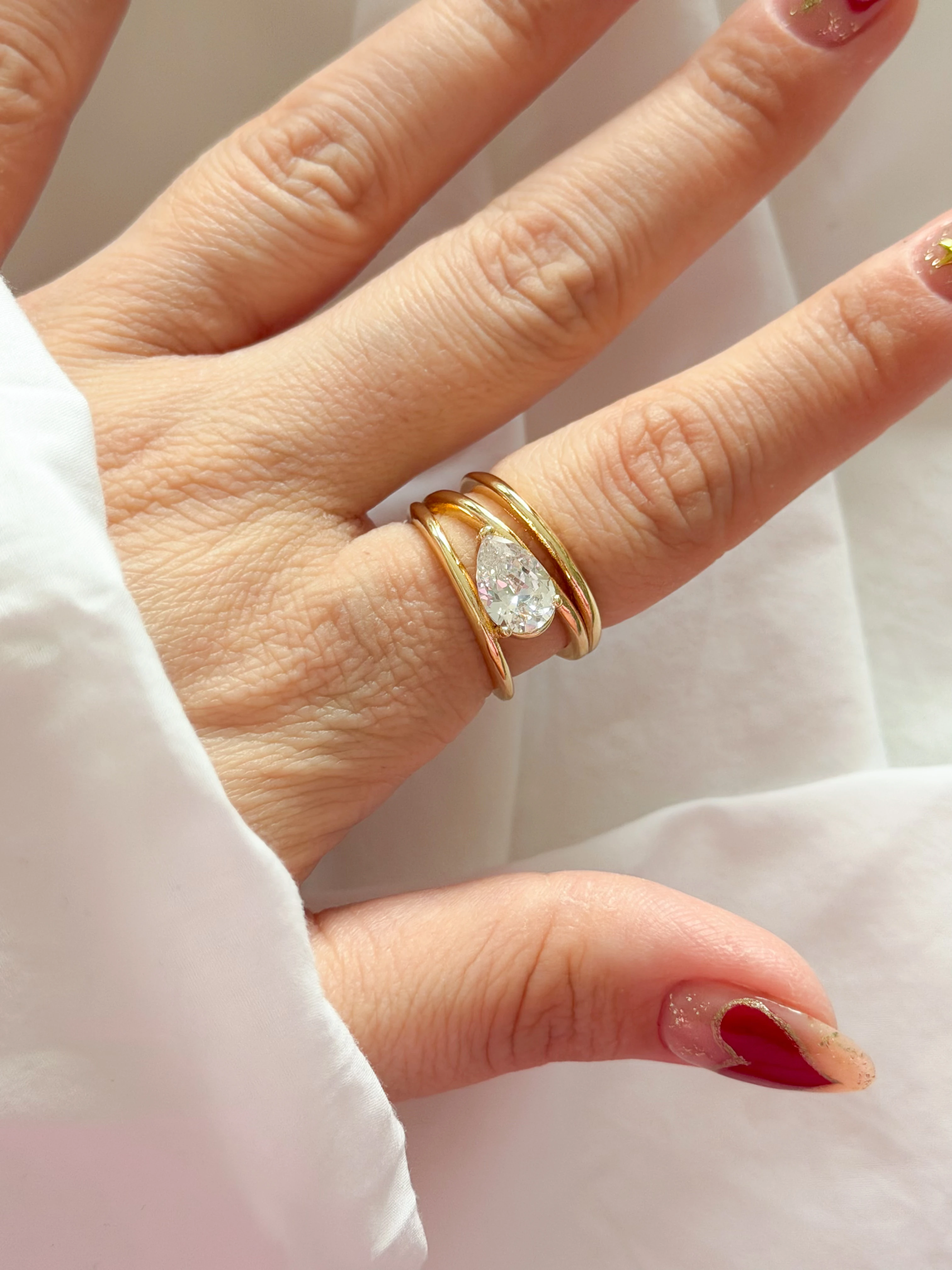 ÇELİK BAGET TAŞ YÜZÜK (AYARLANABİLİR) - goldd