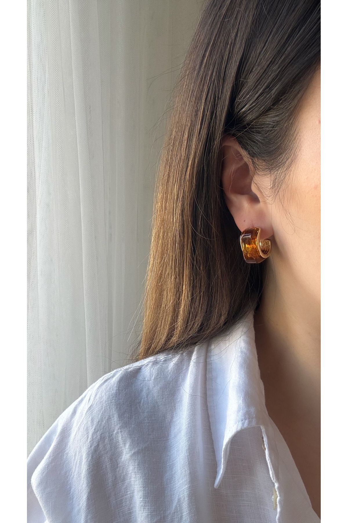 ÇELİK KARE KAHVE KÜPE