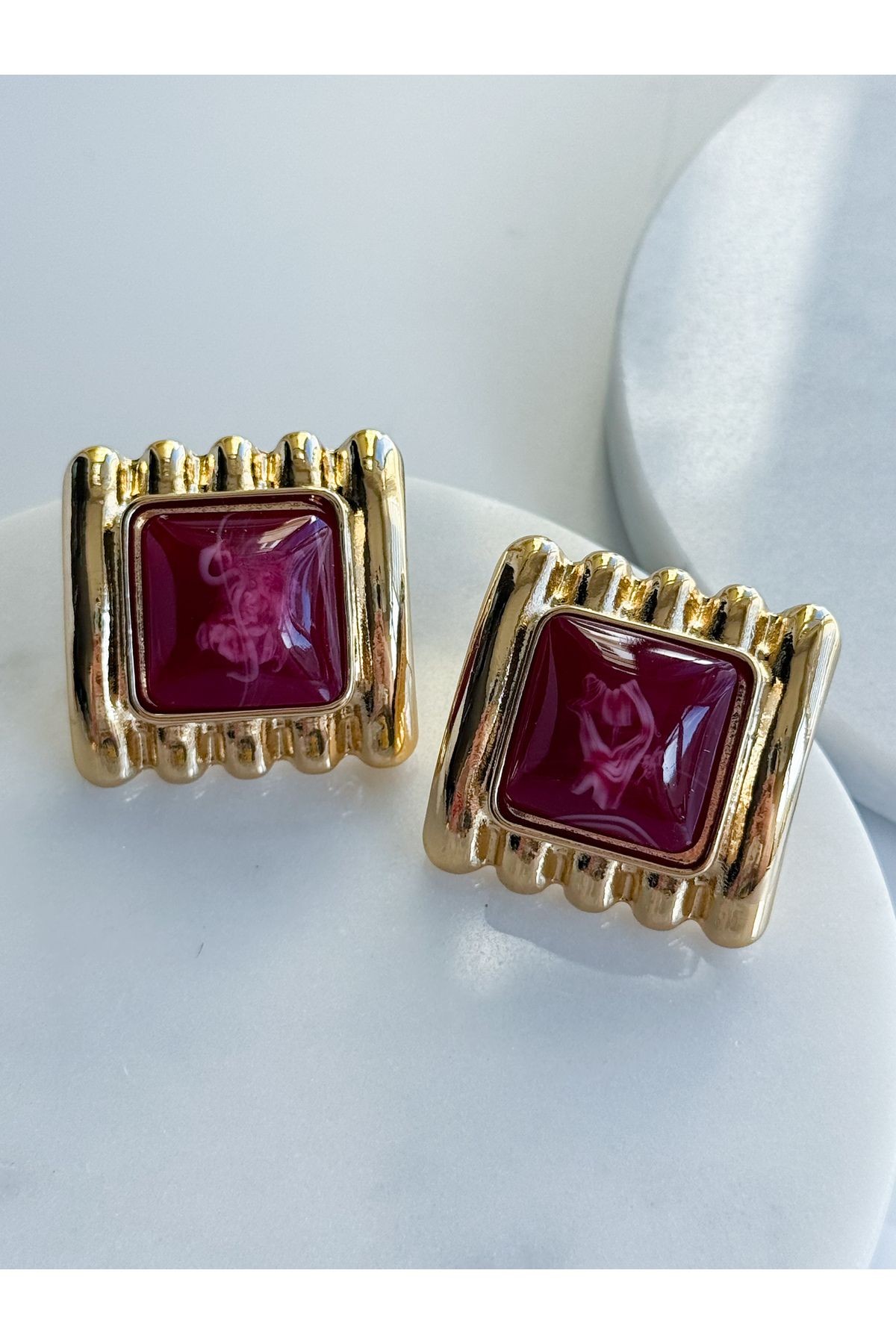 BORDO VİNTAGE KÜPE