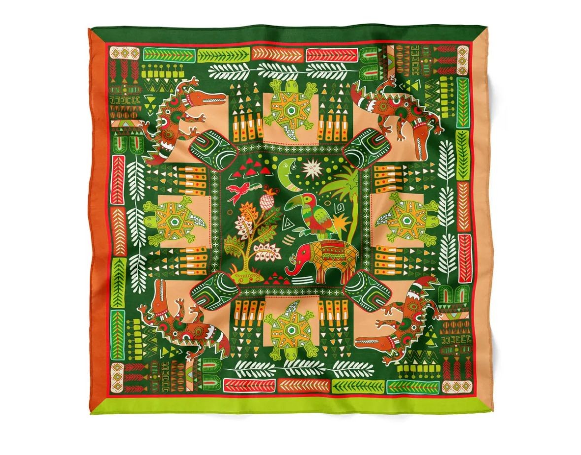 RENKLİ DESENLİ FULAR 70X70 CM - 2