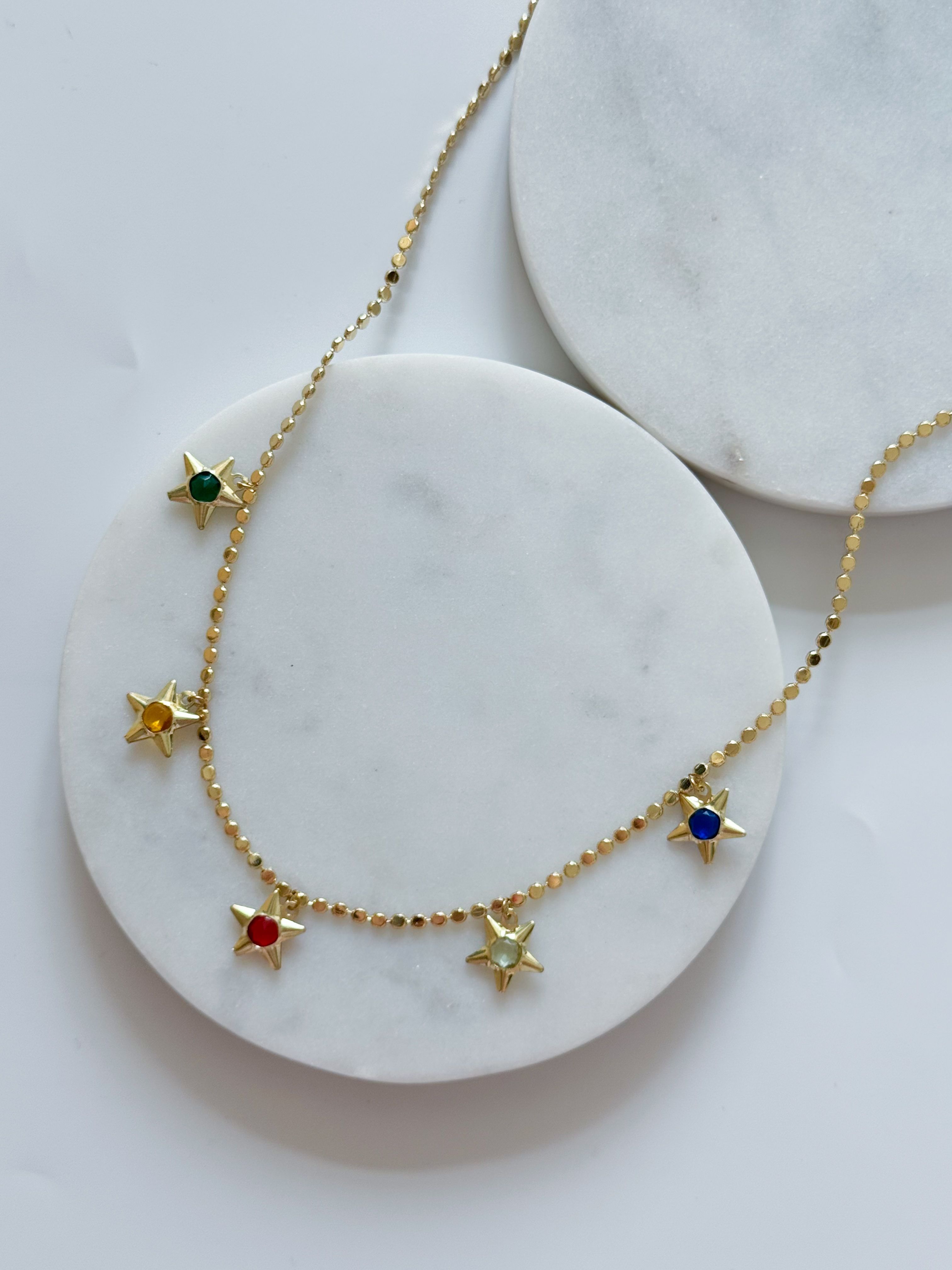 ÇELİK RENKLİ YILDIZ CHARM DÖRTGEN ZİNCİR KOLYE
