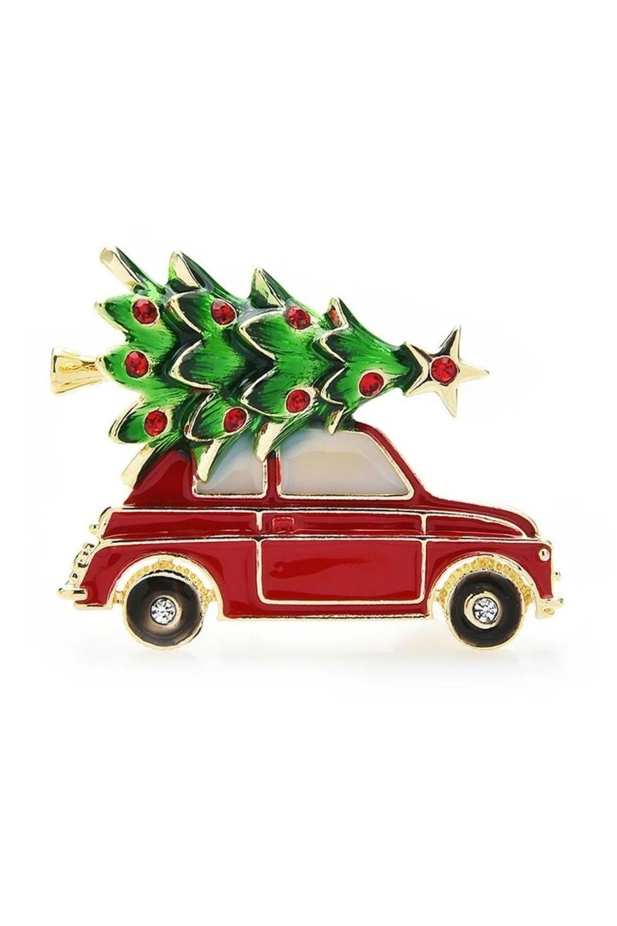 Yılbaşı broş - araba çam ağaç