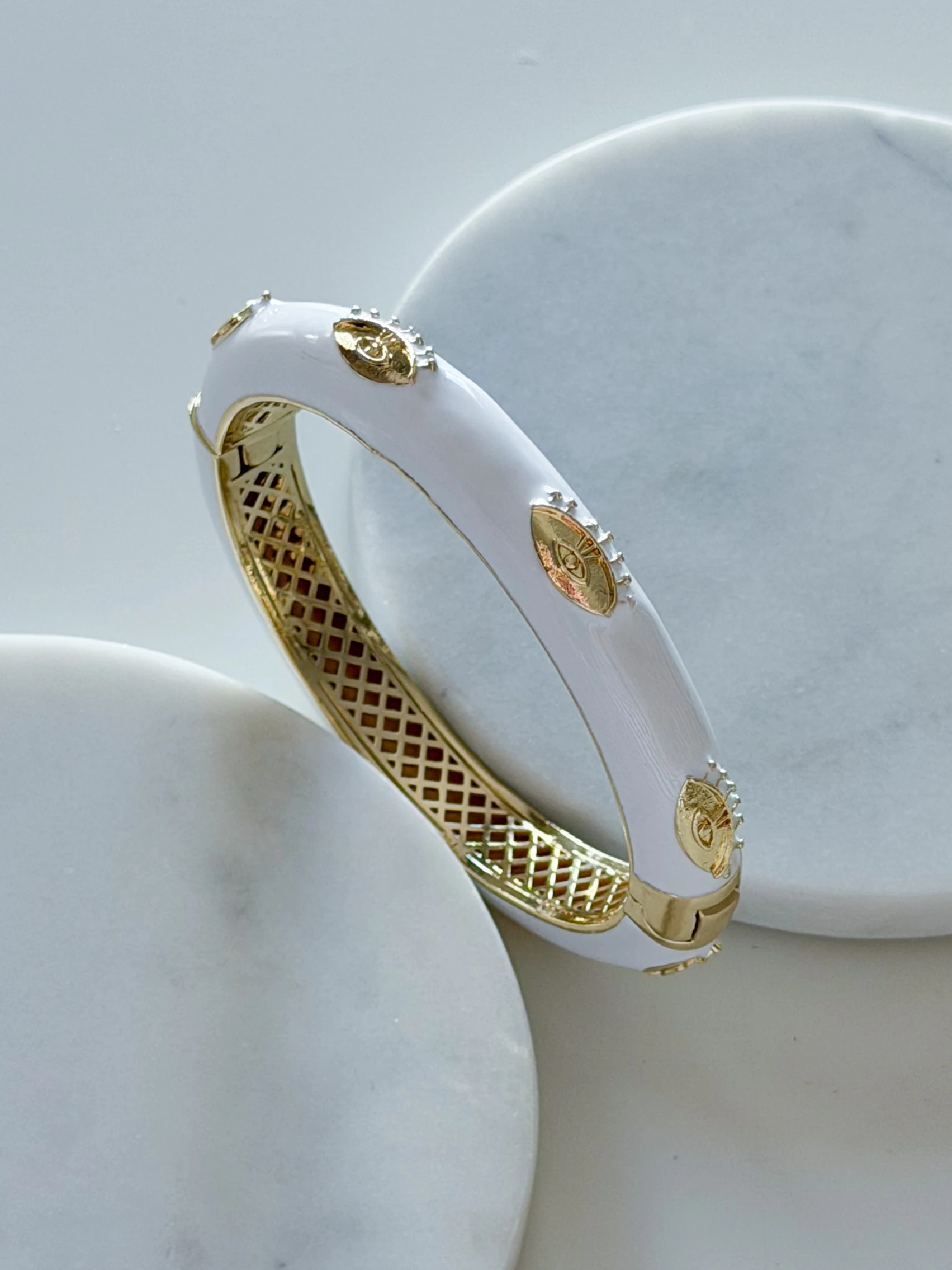 ÇELİK MİNELİ GÖZ BİLEZİK - beyaz