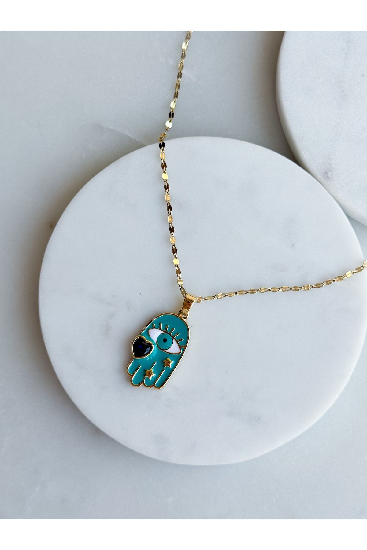 ÇELİK GÖZ HAMSA KOLYE