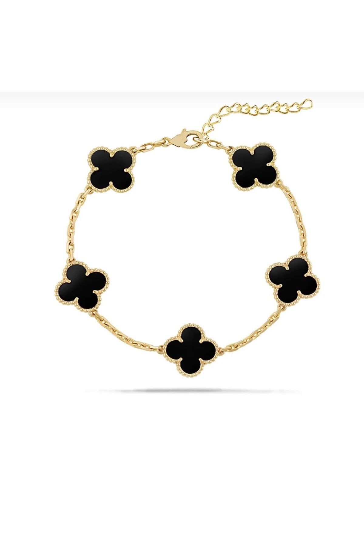 Çelik Siyah Van Cleef Yonca Bileklik