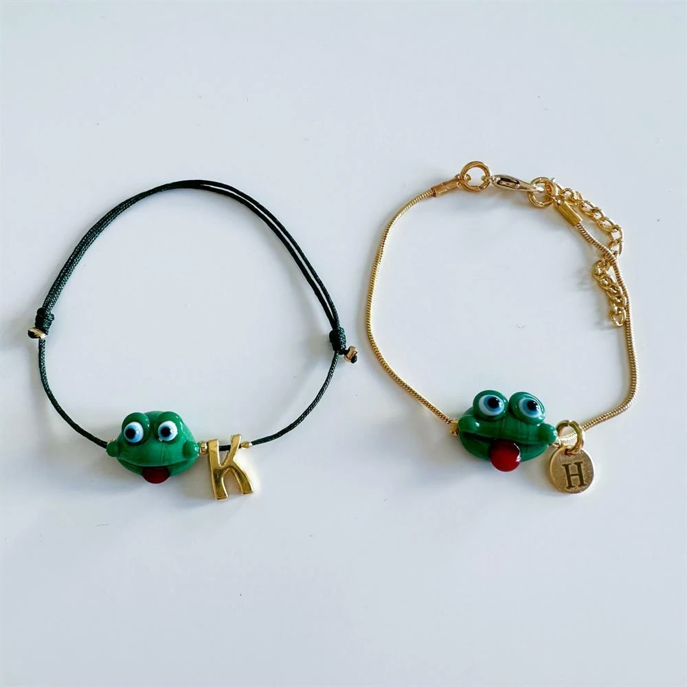 Murano kurbağa bileklik harfli