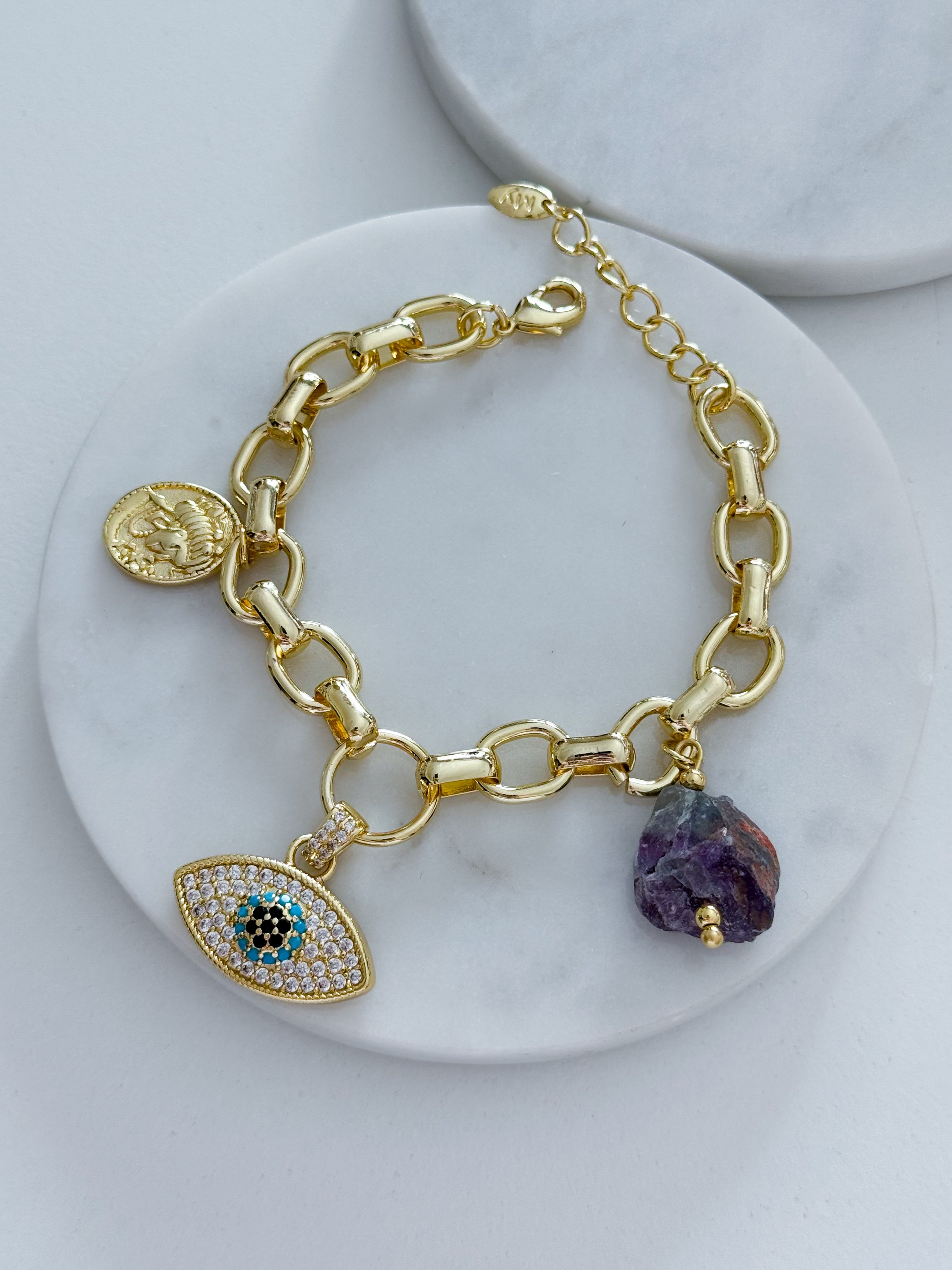 ÖZEL SERİ GÖZ - AMETSİT CHARM BİLEKLİK