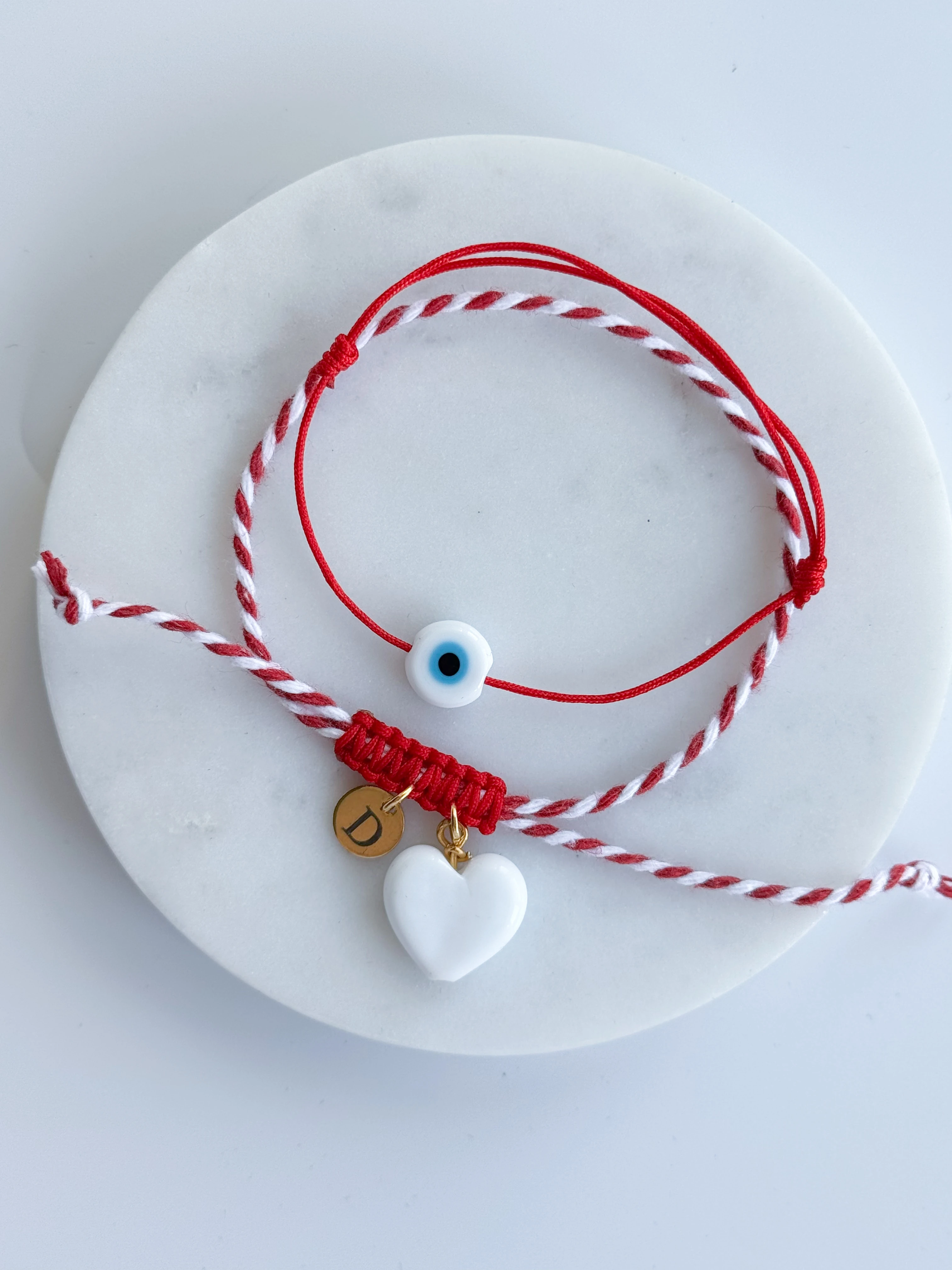 MURANO KALP CHARM MARTENİÇKA BİLEKLİK - BEYAZ KALP