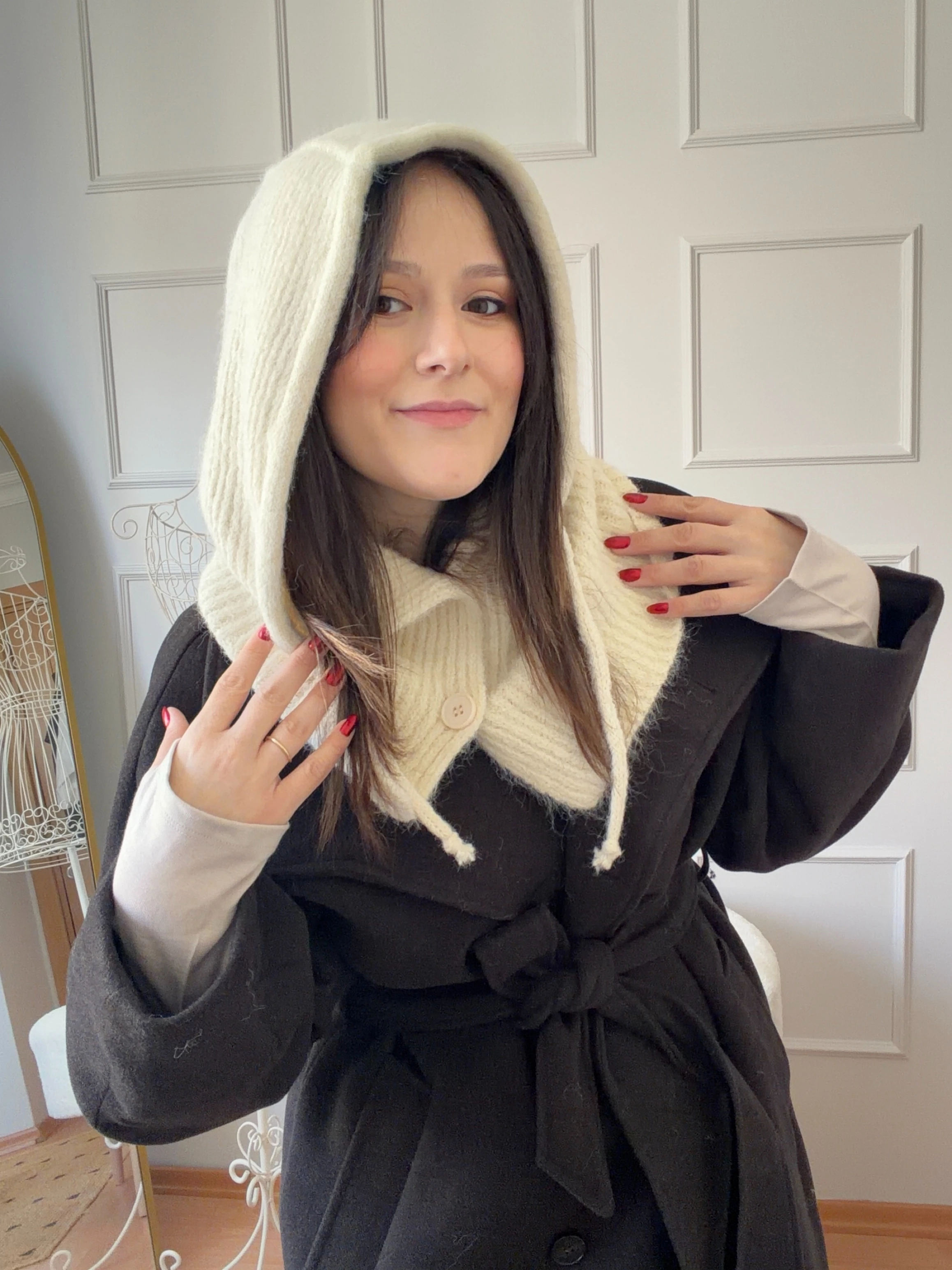 DÜĞMELİ BALACLAVA - ekru