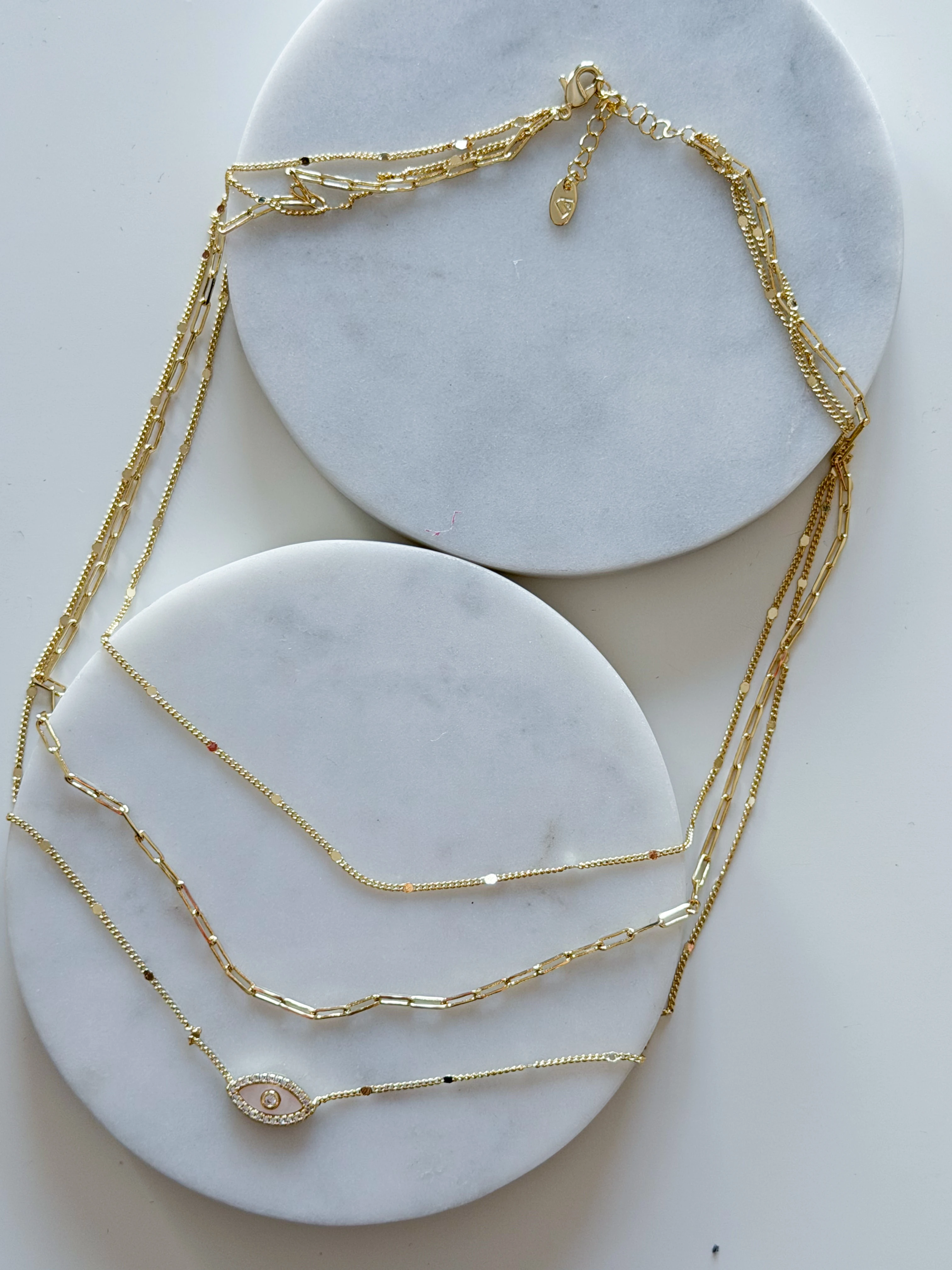 ÖZEL SERİ GÖZ 3LÜ ZİNCİR KOLYE