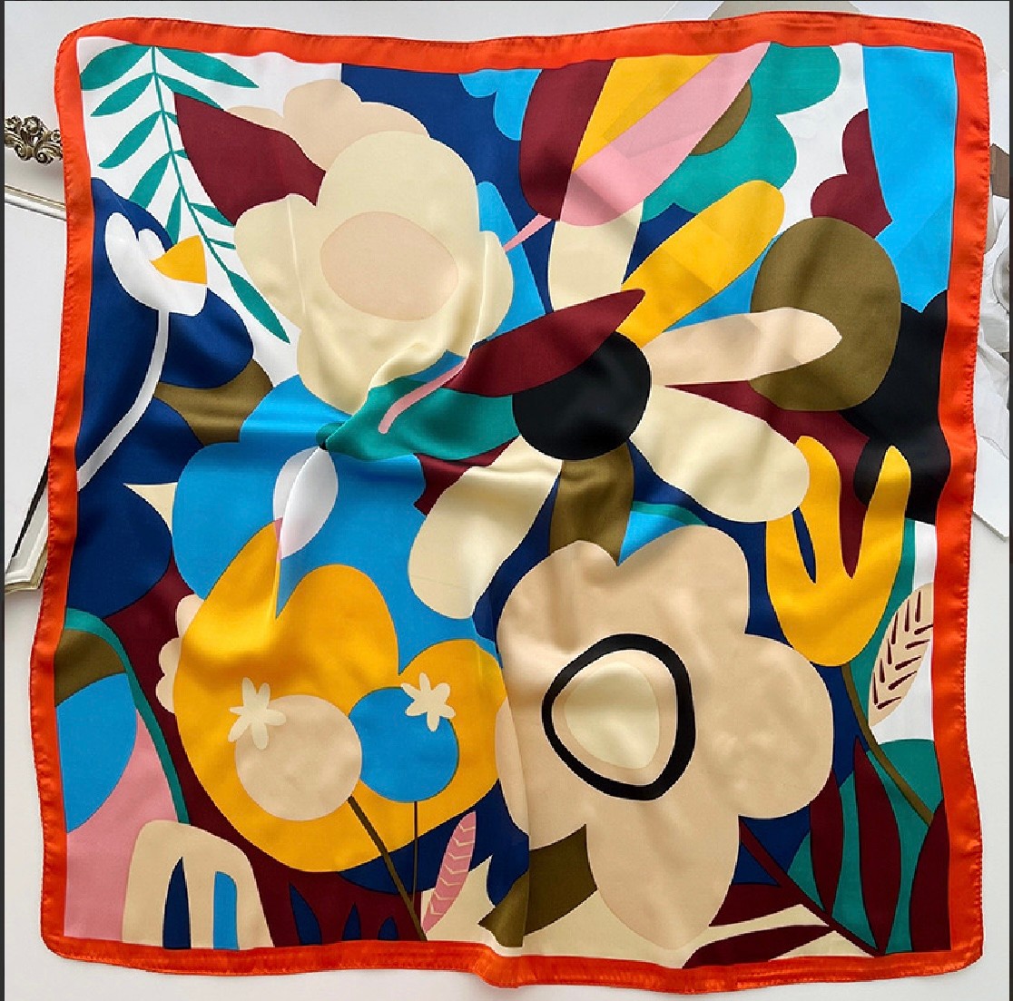 RENKLİ DESENLİ ŞAL-FULAR 90X90 CM - 5