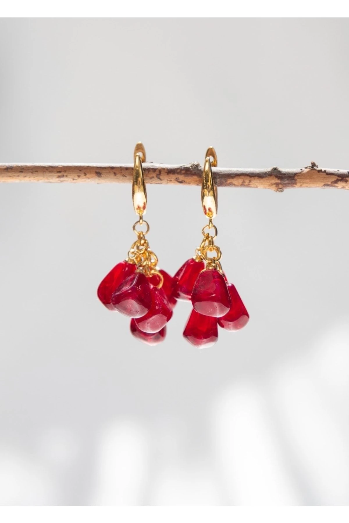 Murano Nar Tanesi Salkım Küpe