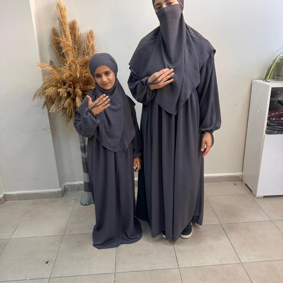 Hira Çocuk Ferace Sufle Takımı - Gri