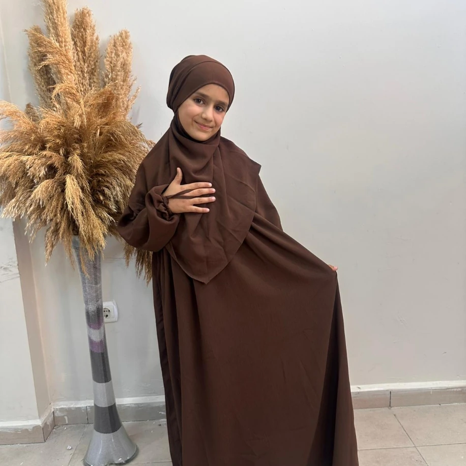 Hira Çocuk Ferace Sufle Takımı - Kahverengi