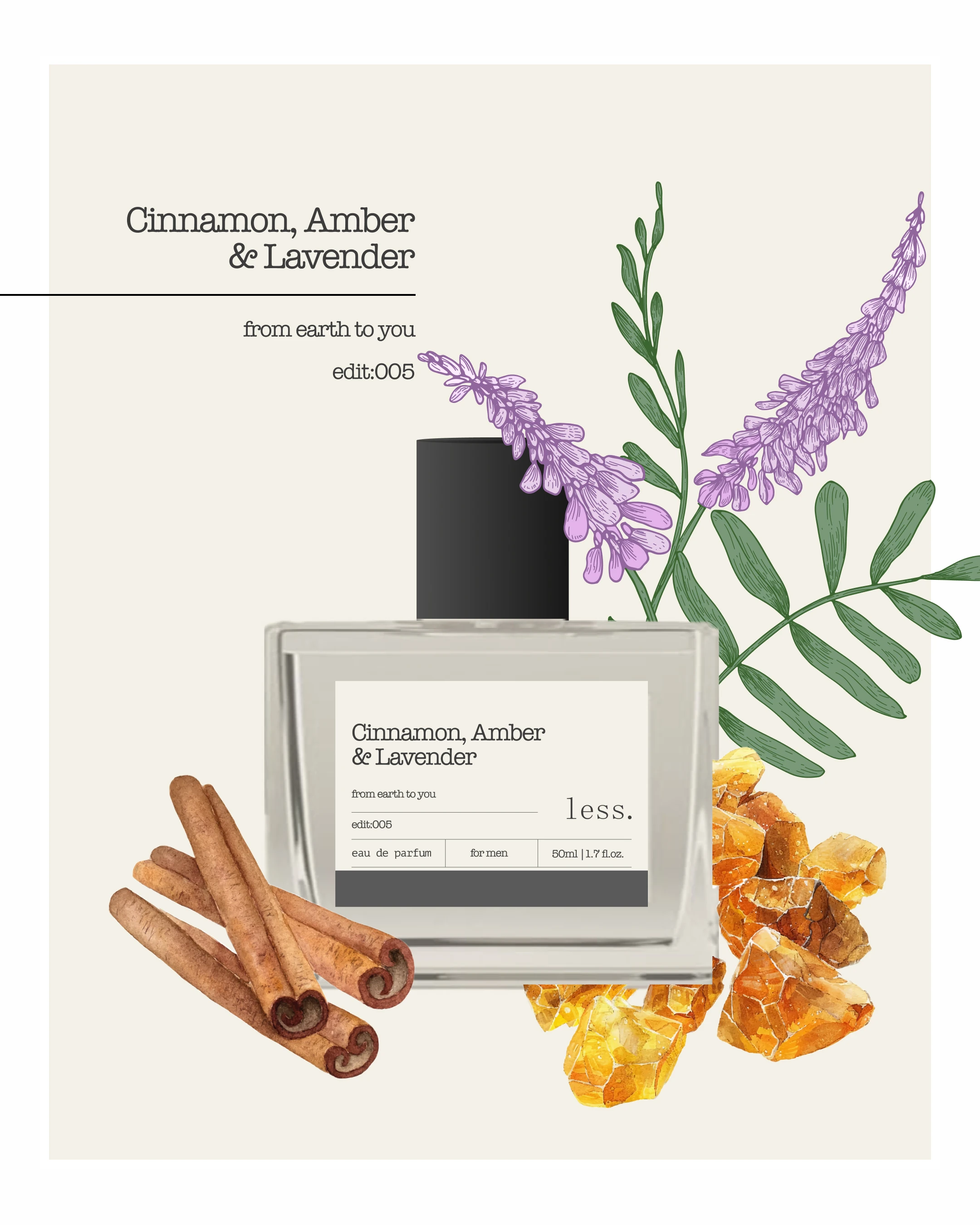 Amber, Lavender & Cinnamon Edit:005 Erkek Parfüm 50ml | Eau de Parfum for Men