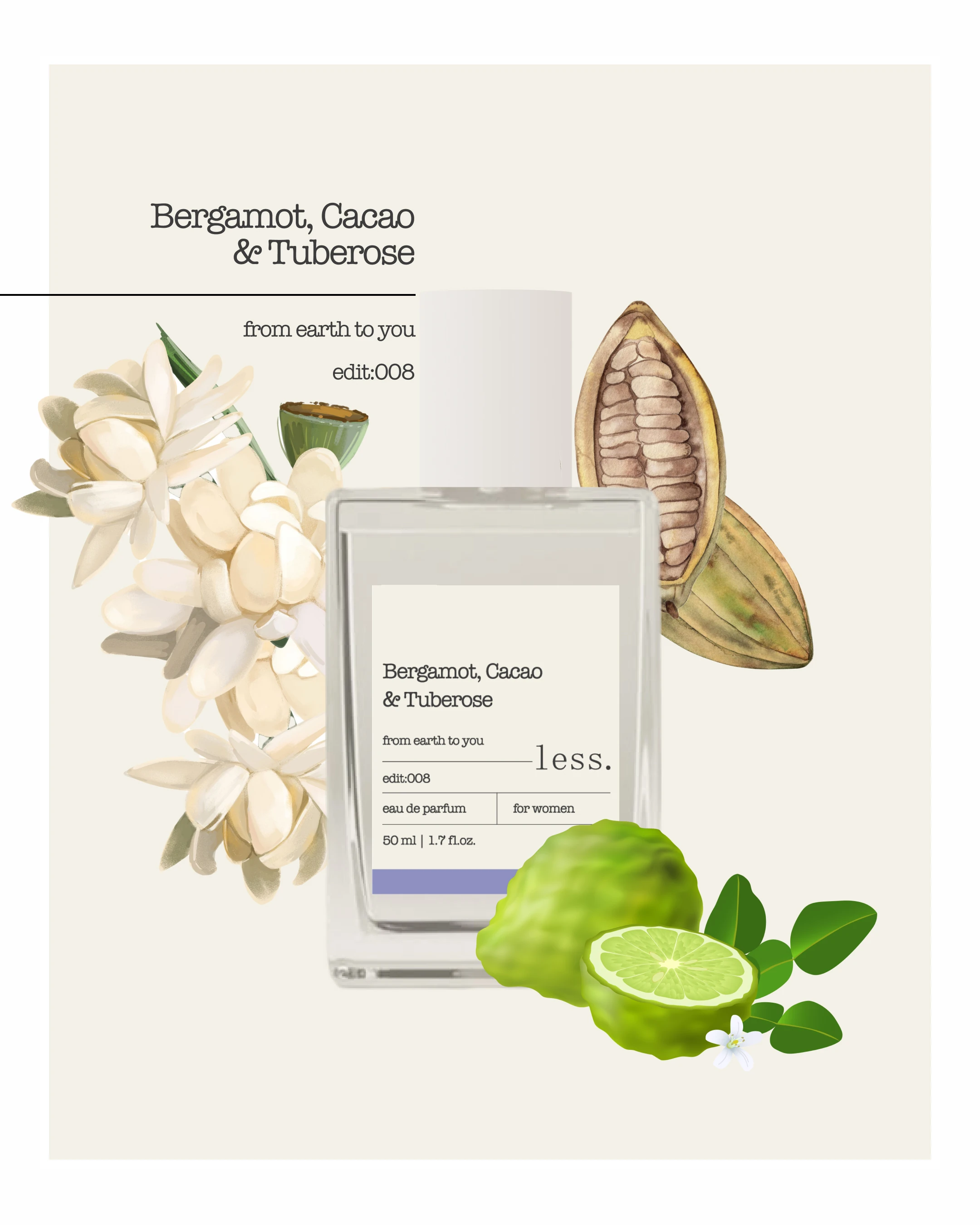 Bergamot, Cacao & Tuberose Edit:008 Kadın Parfüm 50ml | Eau de Parfum for Women