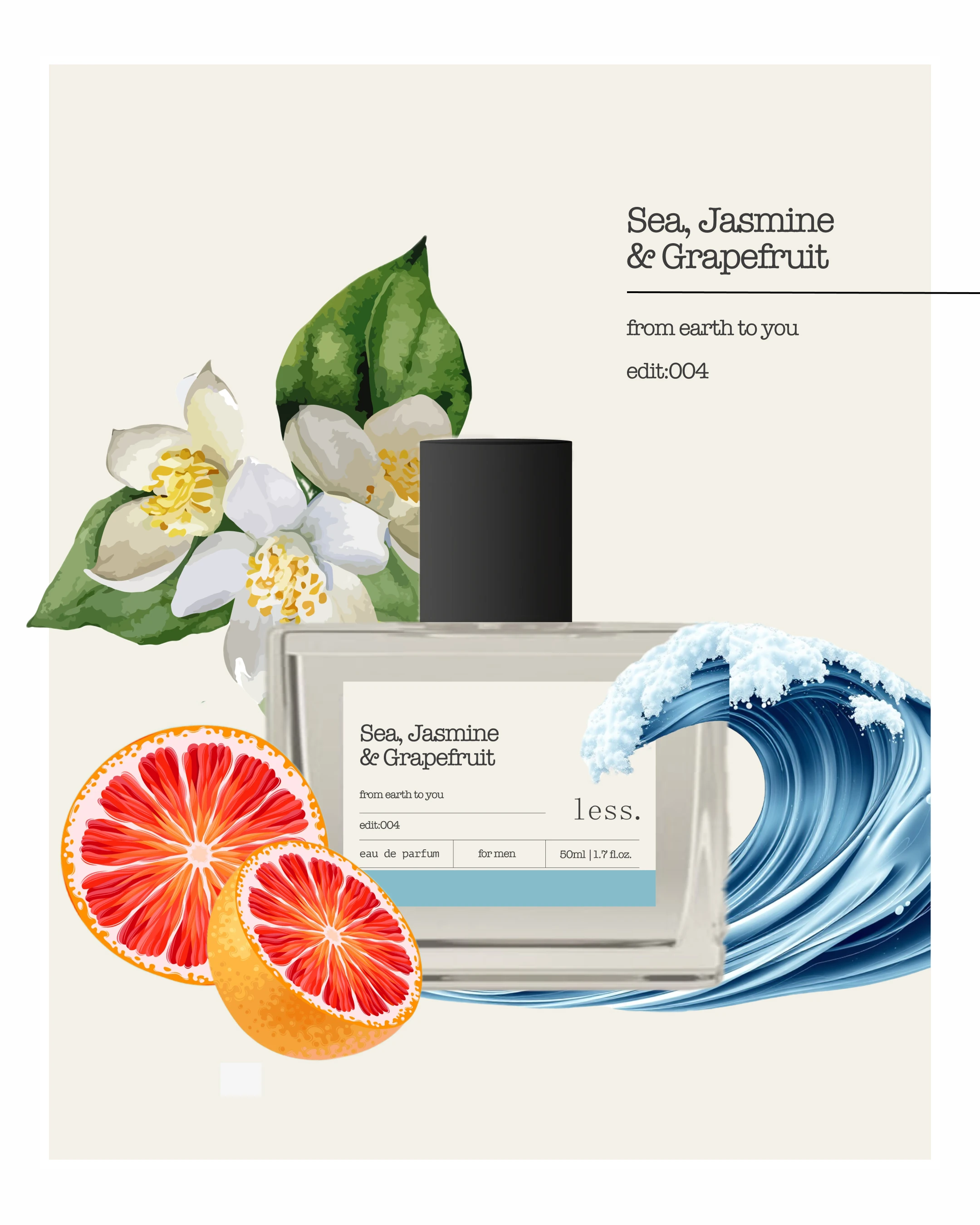 Sea, Jasmine & Grapefruit Edit:004 Erkek Parfüm 50ml | Eau de Parfum for Men
