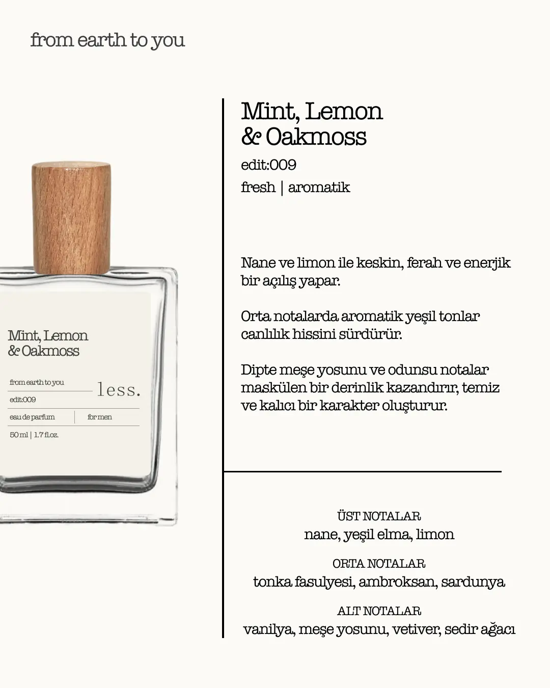Mint, Lemon & Oakmoss Edit:009 Erkek Parfüm 50ml | Eau de Parfum