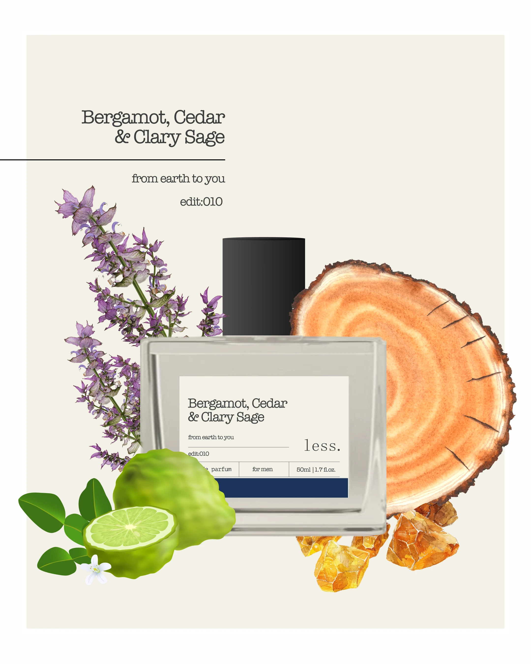 Bergamot, Cedar & Clary Sage Edit:010 Erkek Parfüm 50ml | Eau de Parfum for Men