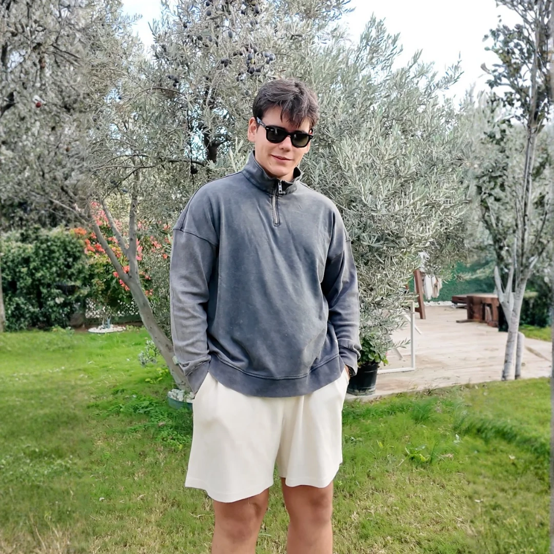 Antrasit Yarım Fermuarlı Sweatshirt