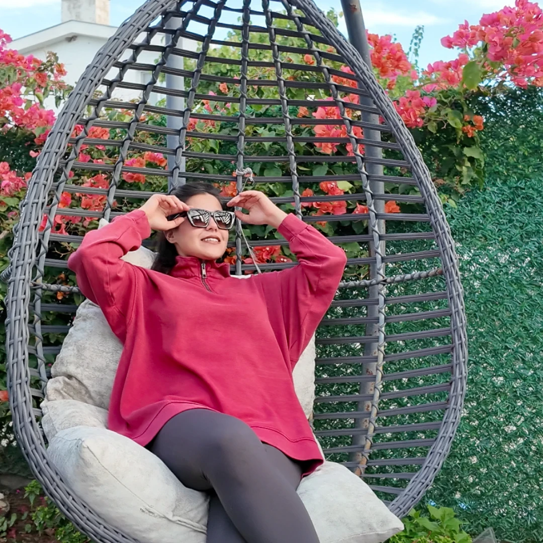 Kiremit Yarım Fermuarlı Sweatshirt