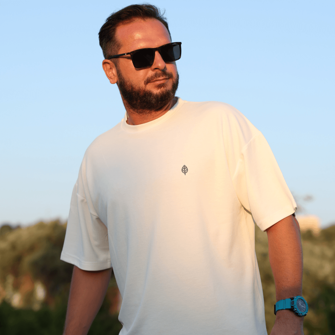 Ekru Erkek Oversize T-Shirt