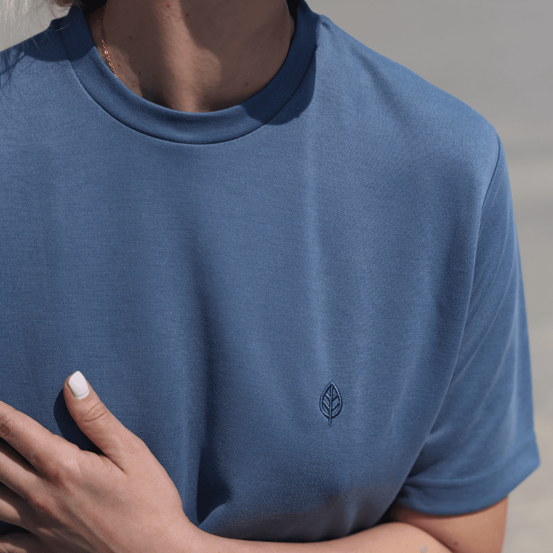 İndigo Mavi Kadın Crop T-Shirt