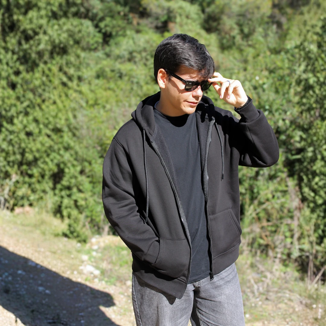 Siyah Zip Hoodie