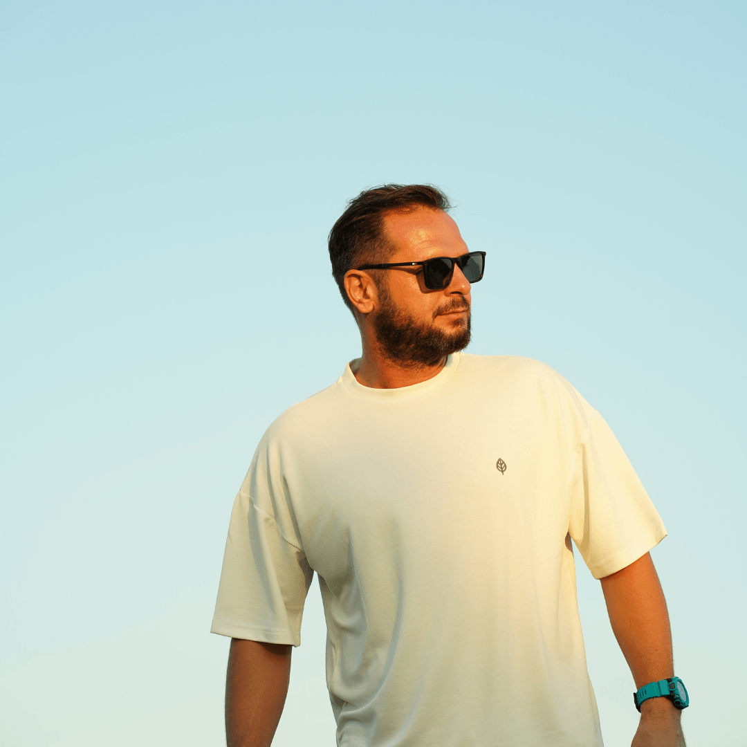 Ekru Erkek Oversize T-Shirt