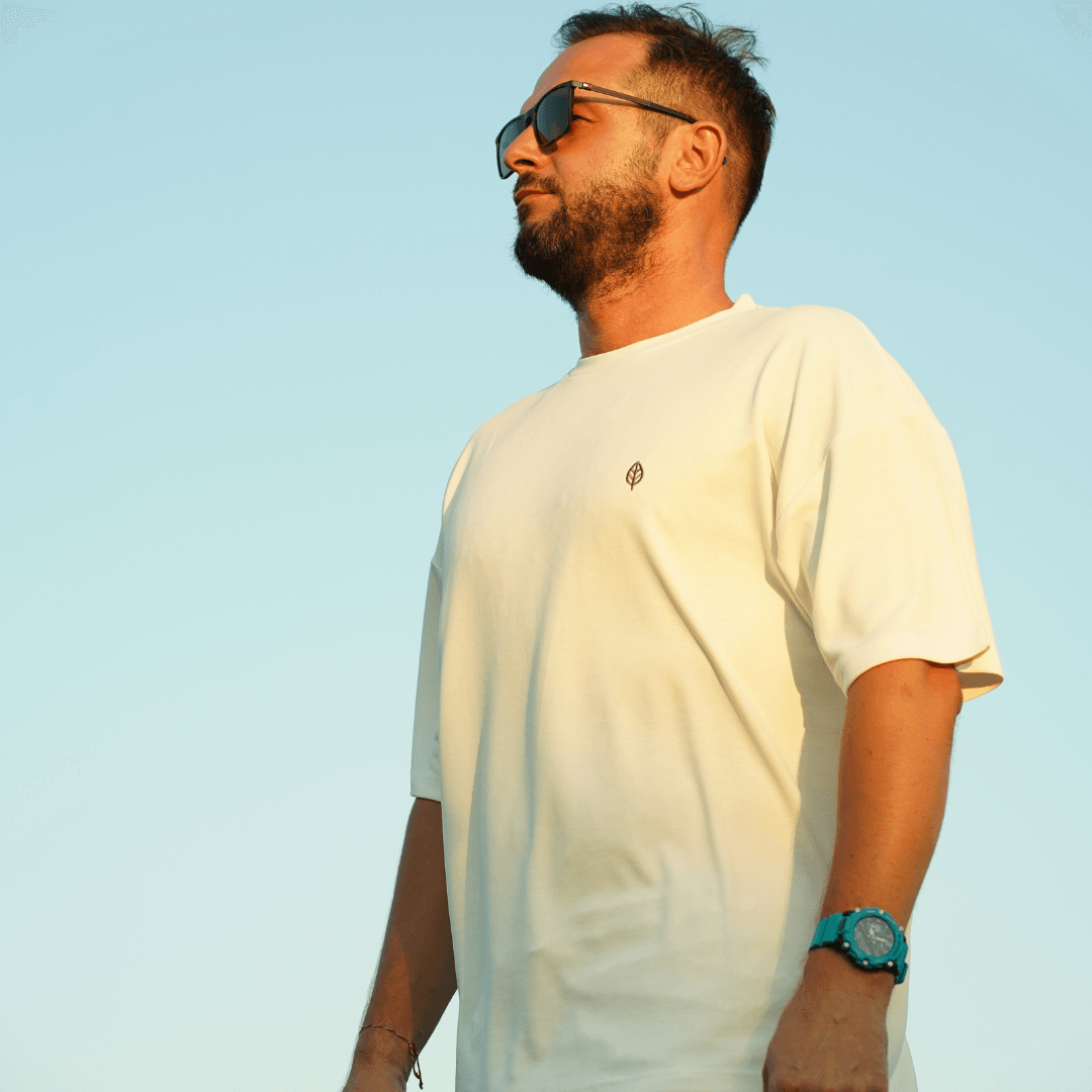 Ekru Erkek Oversize T-Shirt