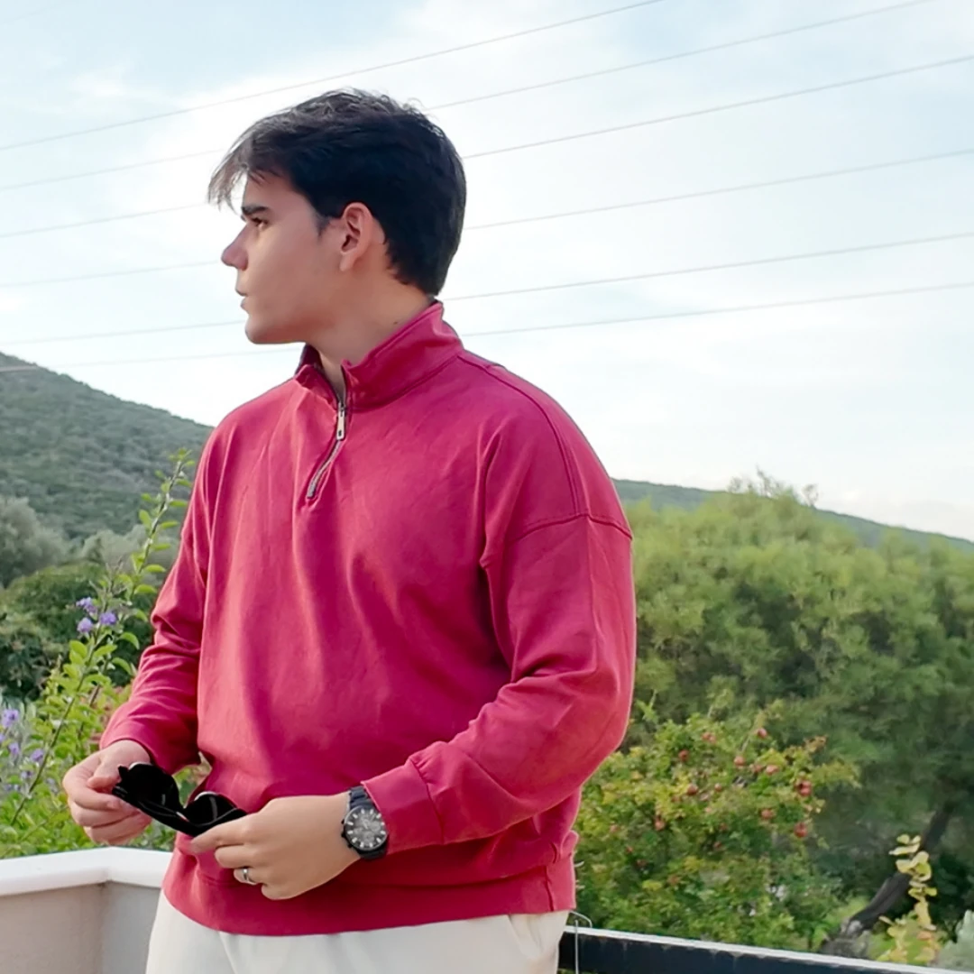 Kiremit Yarım Fermuarlı Sweatshirt