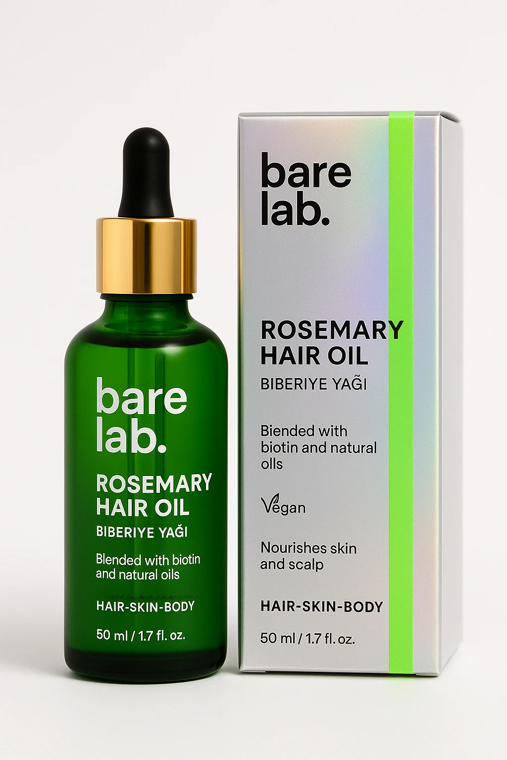BareLab. Rosemary Hair Oil Saç Dökülmesine Karşı | Hızlı Uzatma | Besleyici Kompleks | 50 ml