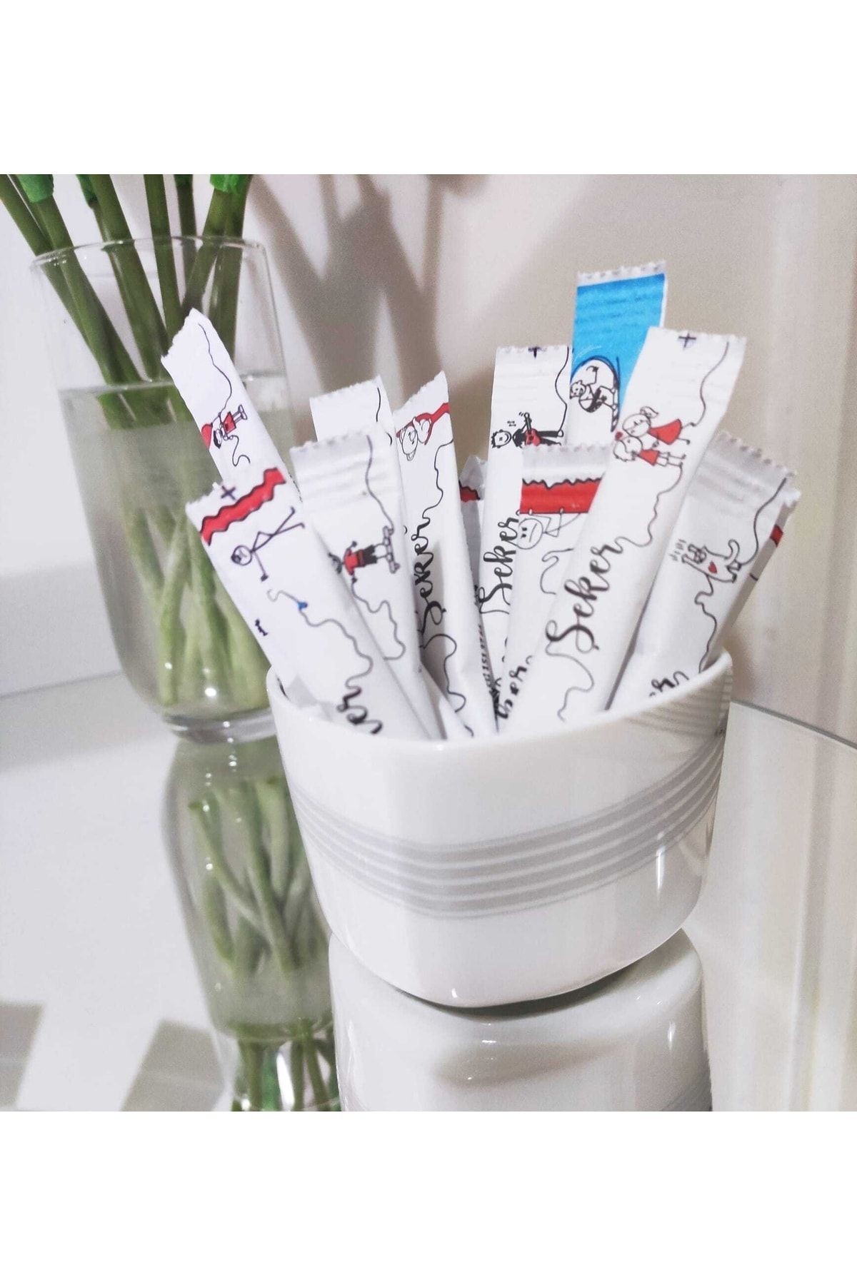 Şeker Karikatür Beyaz Stick Toz Şeker 500 Adet X 4gr.