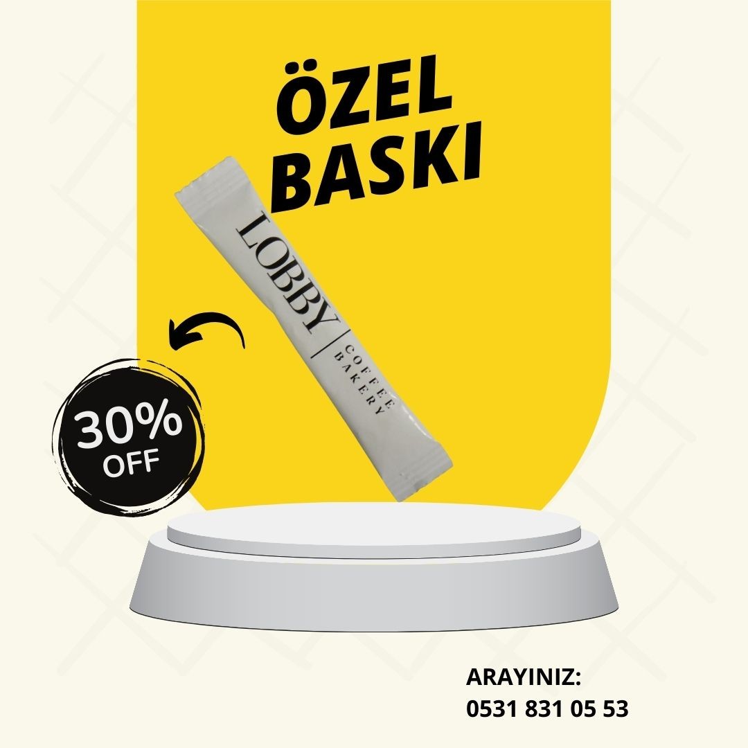 ÖZEL LOGO BASKILI STİCK ŞEKER/ 30 BİN ADET 90 KİLO+ T-PACK HEDİYE ÜRÜNLER