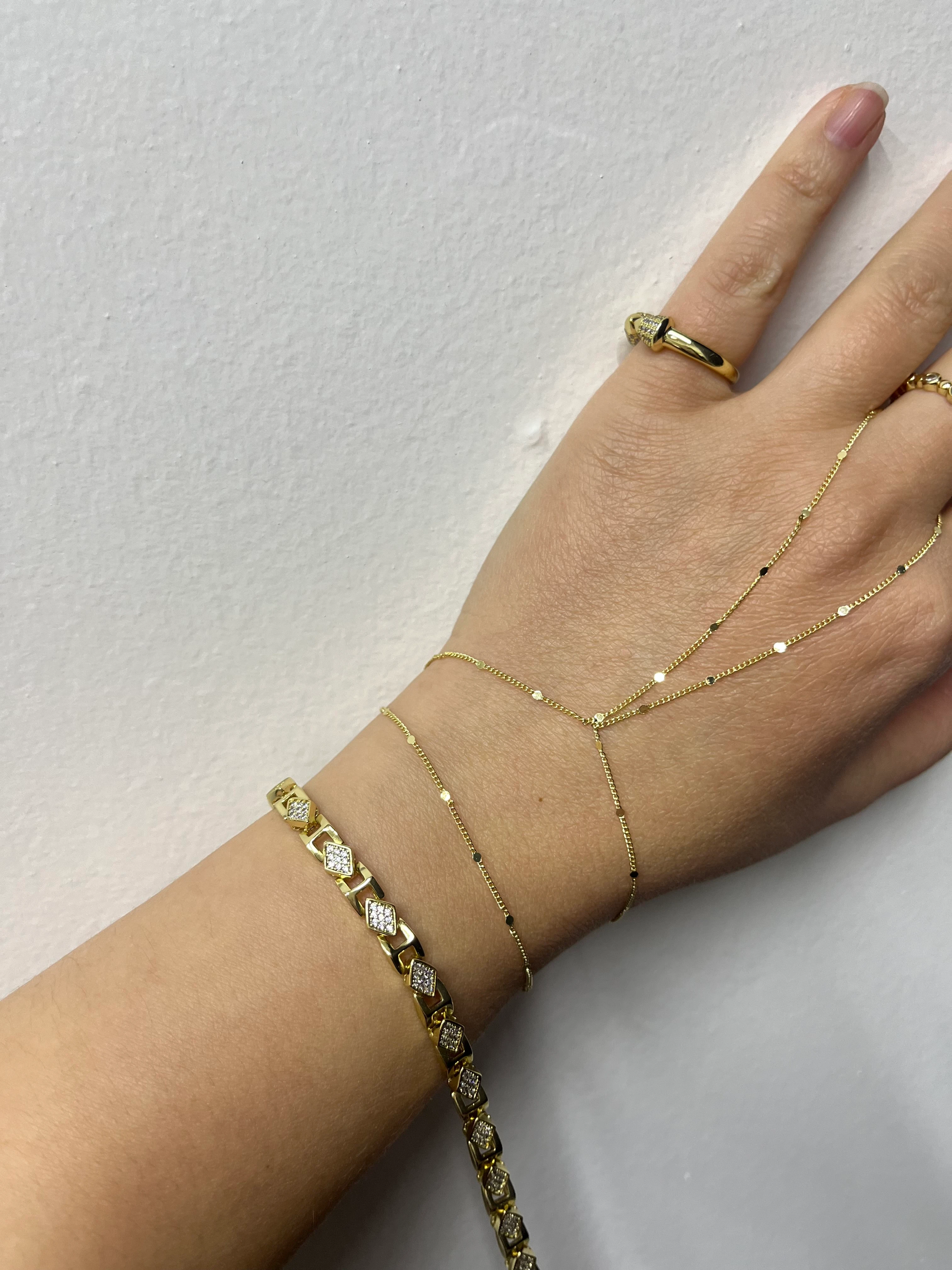 Özel Seri Zirkon Taşlı Üçgen Model Bileklik XP(19cm) 