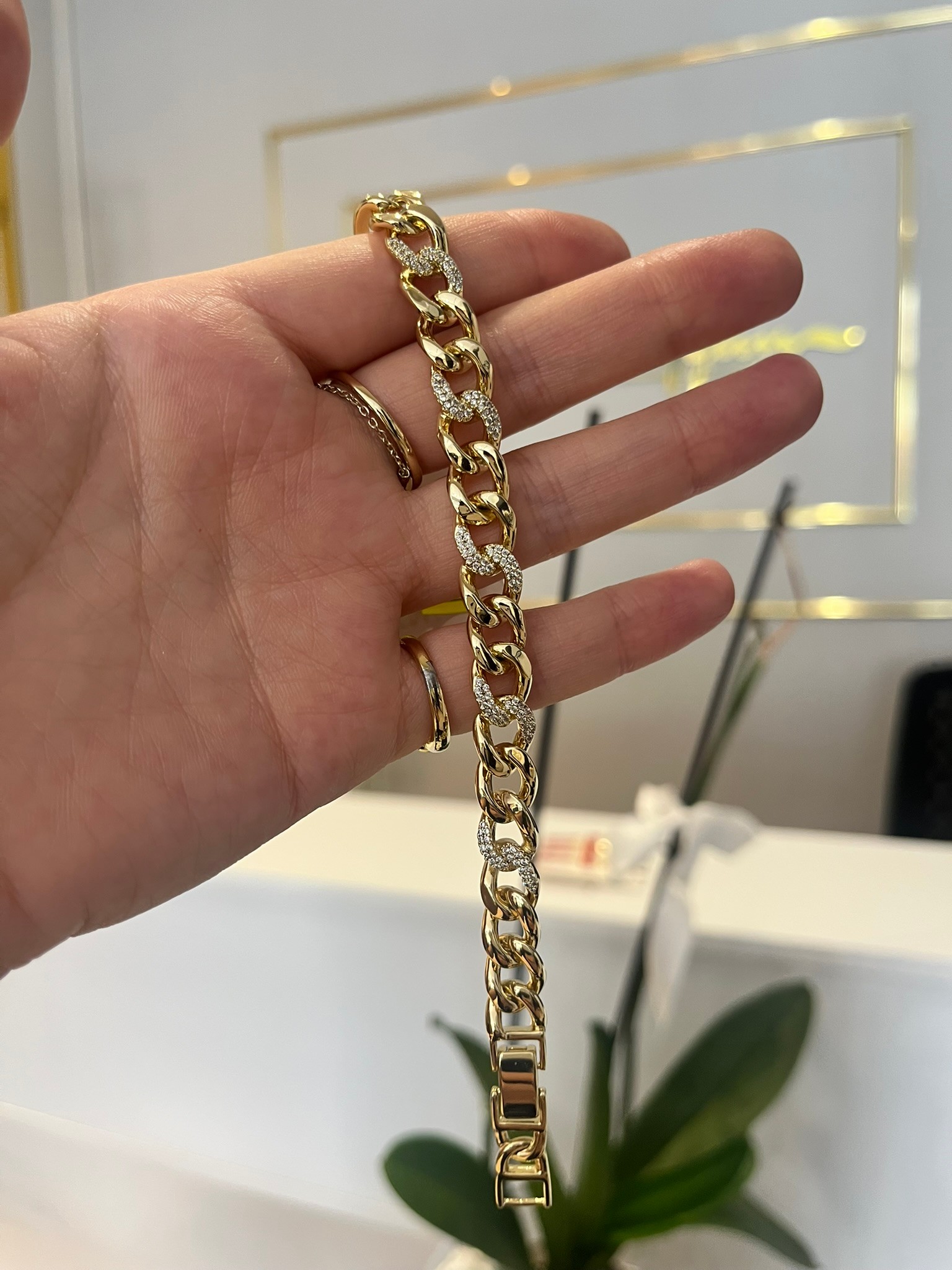 Özel Seri Zirkon Taşlı Zincir Model Bileklik 