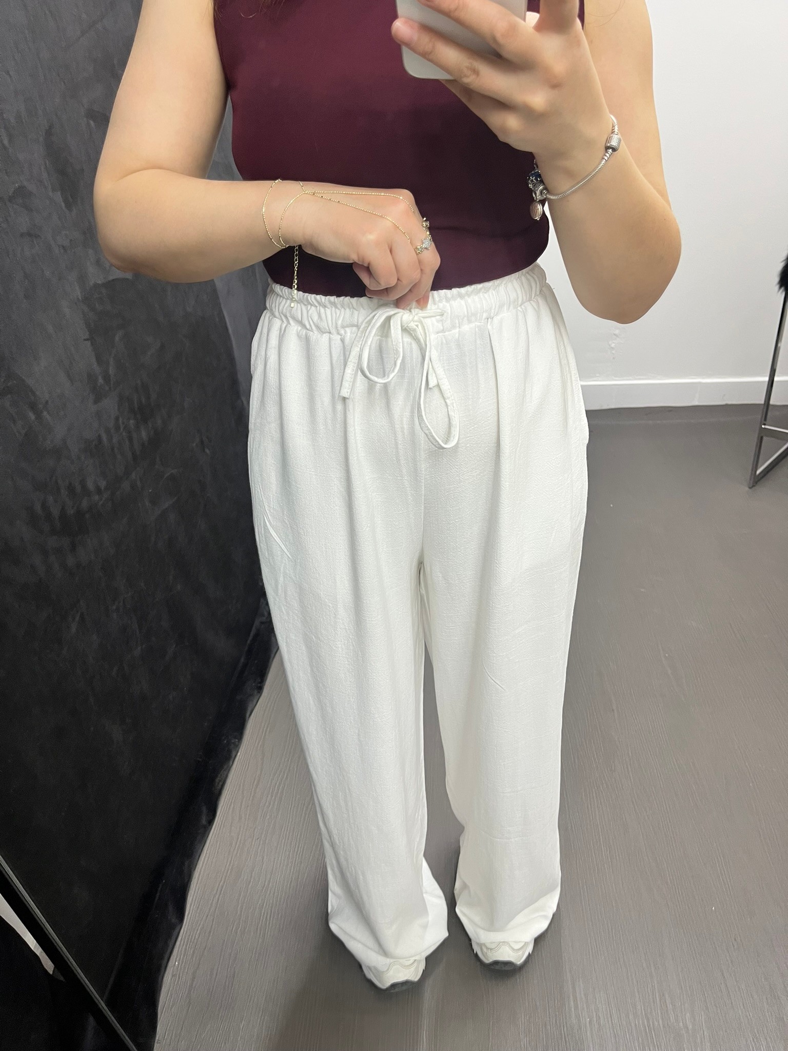 Beli Lastikli Keten Pantolon 