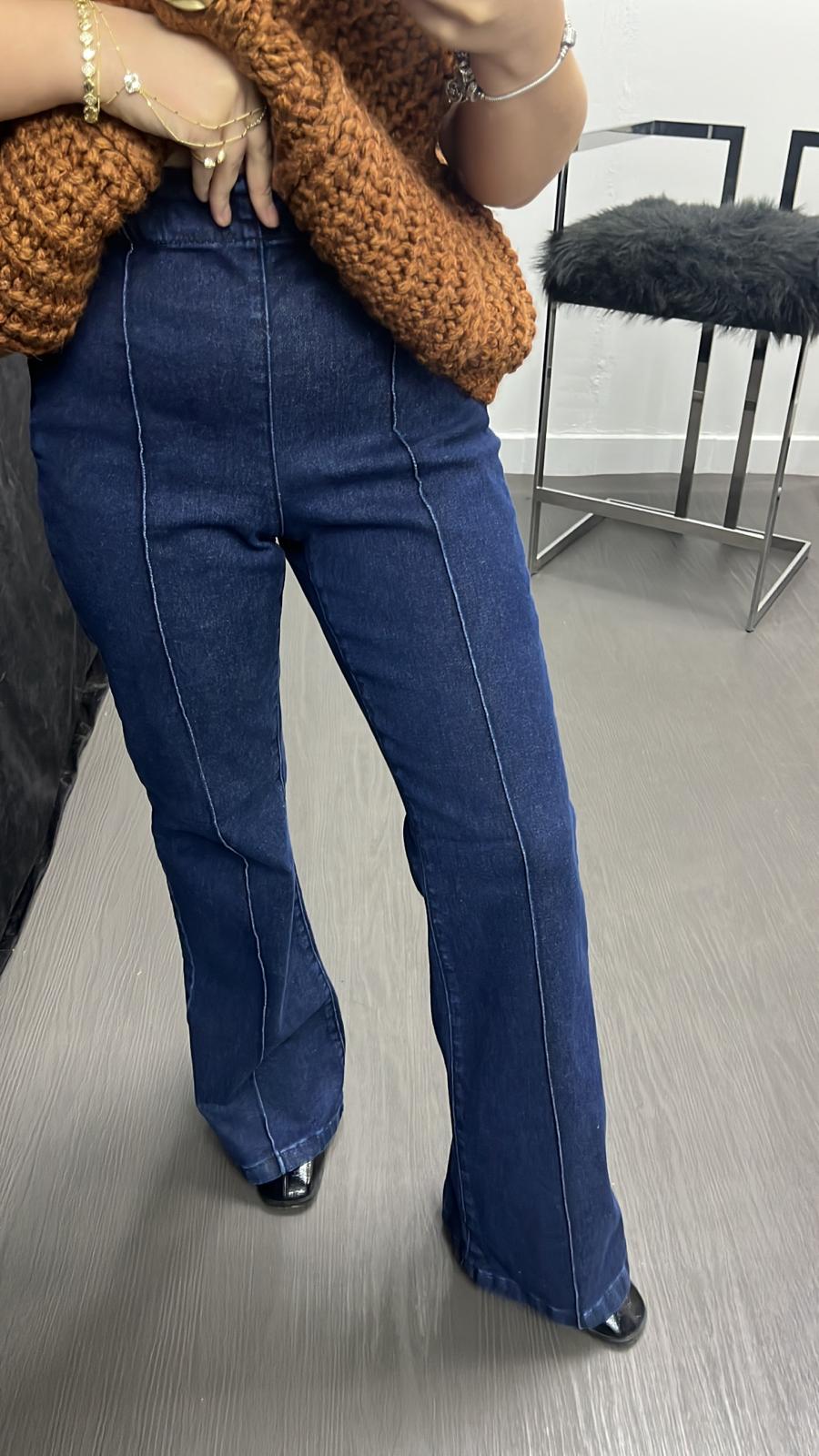 Yüksek Bel İspanyol Paça Likralı Jean 