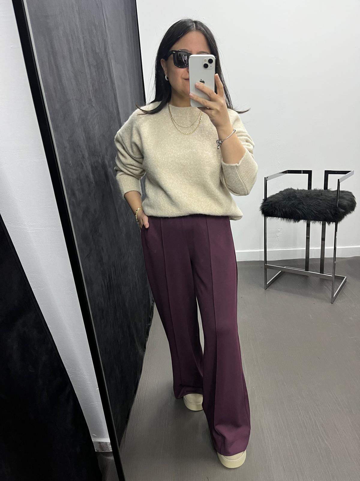 Bol Paça Beli Lastikli Modal Pantolon
