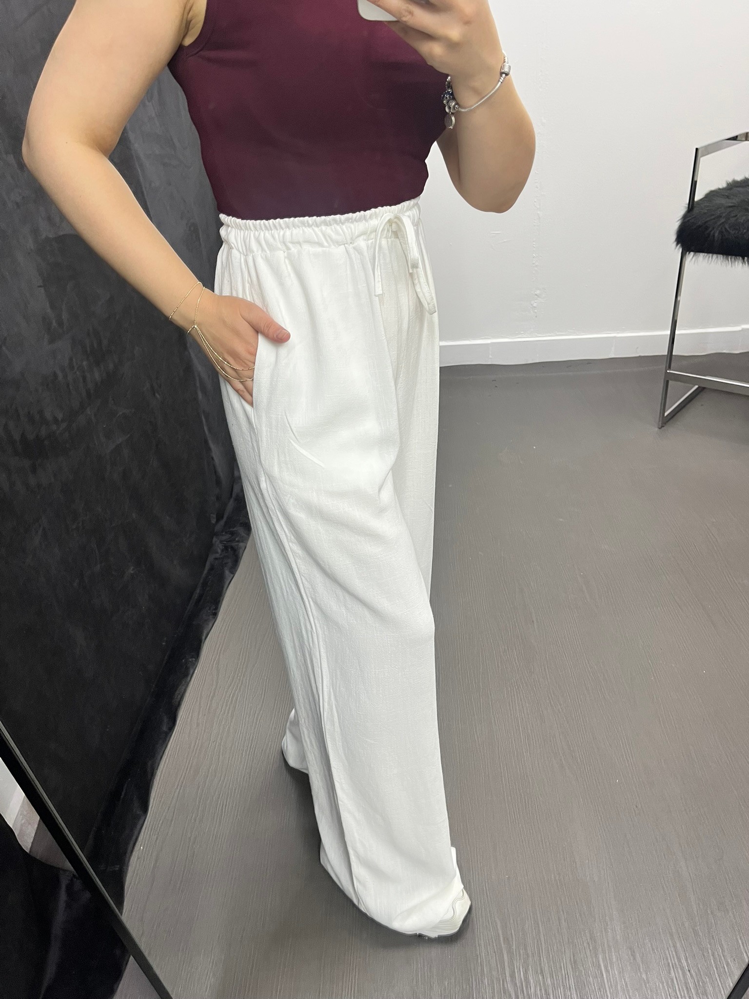 Beli Lastikli Keten Pantolon 