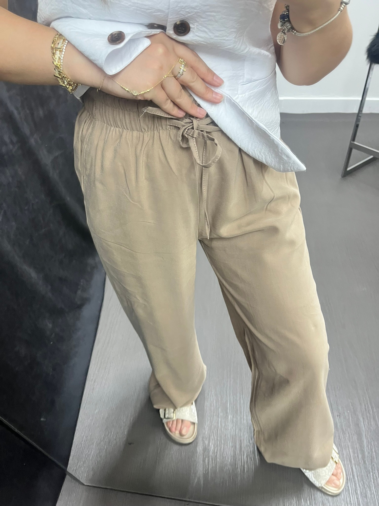 Beli Lastikli Pantolon Camel 