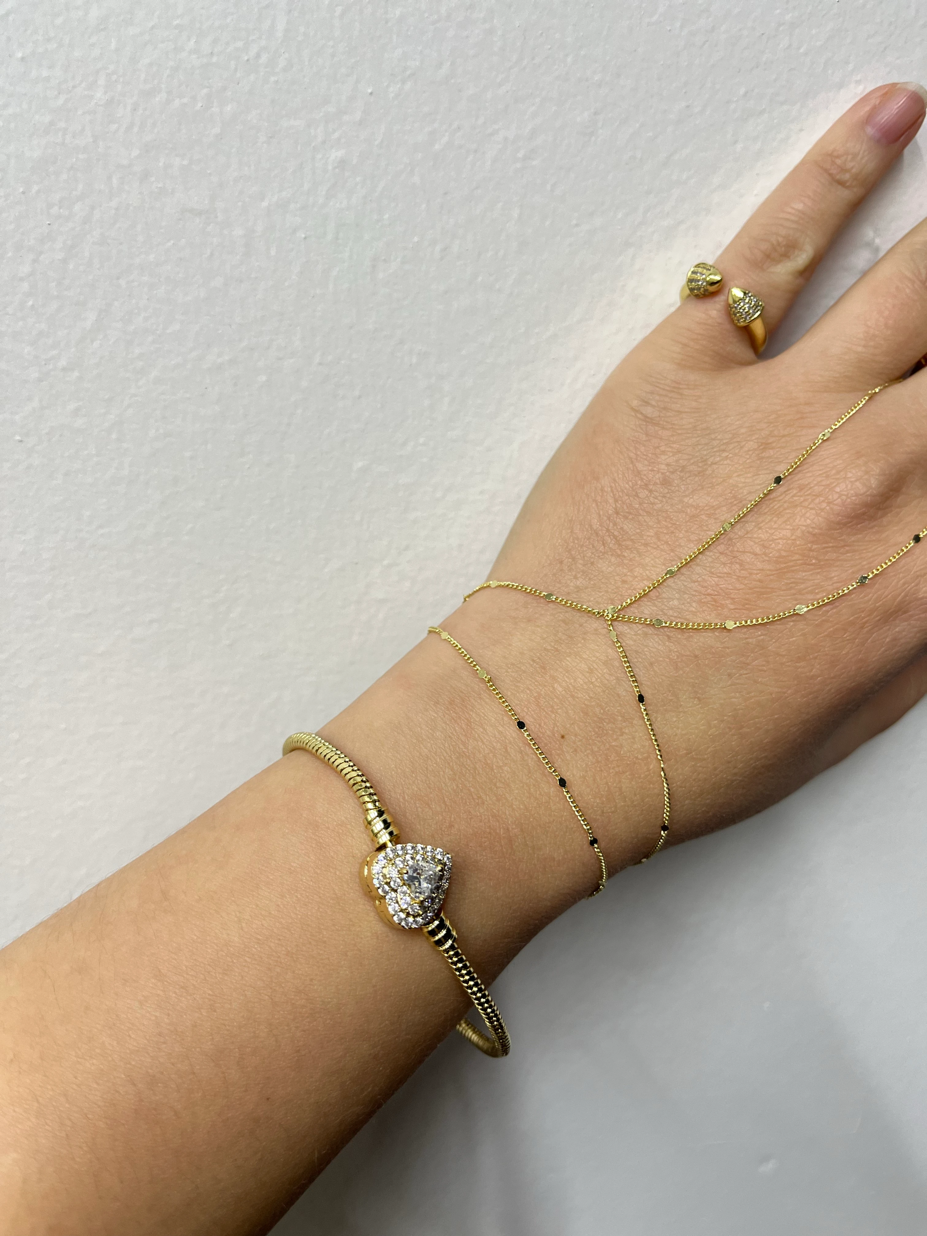 Özel Seri Zirkon Taşlı Kalp Bileklik 19cm