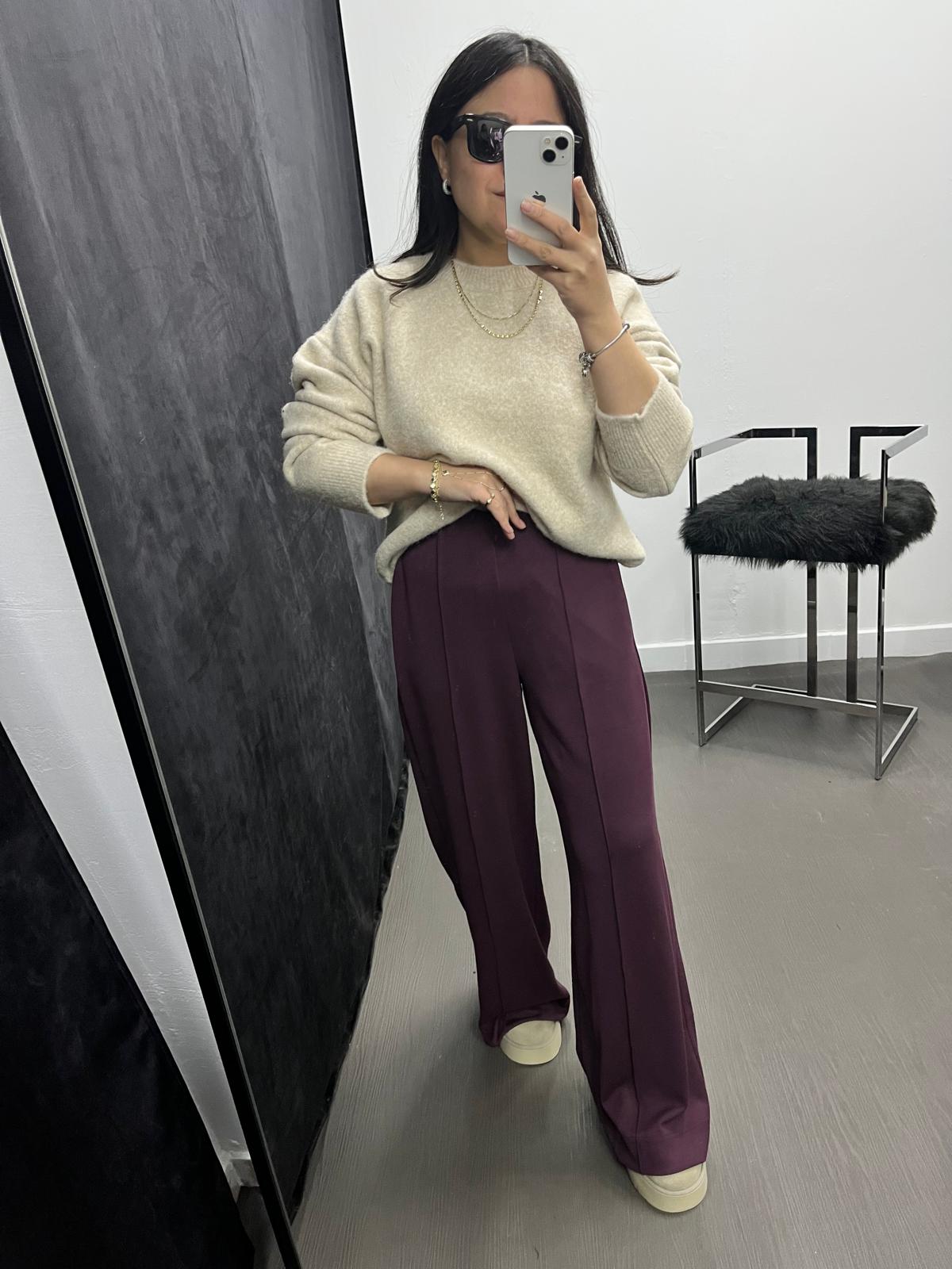 Bol Paça Beli Lastikli Modal Pantolon
