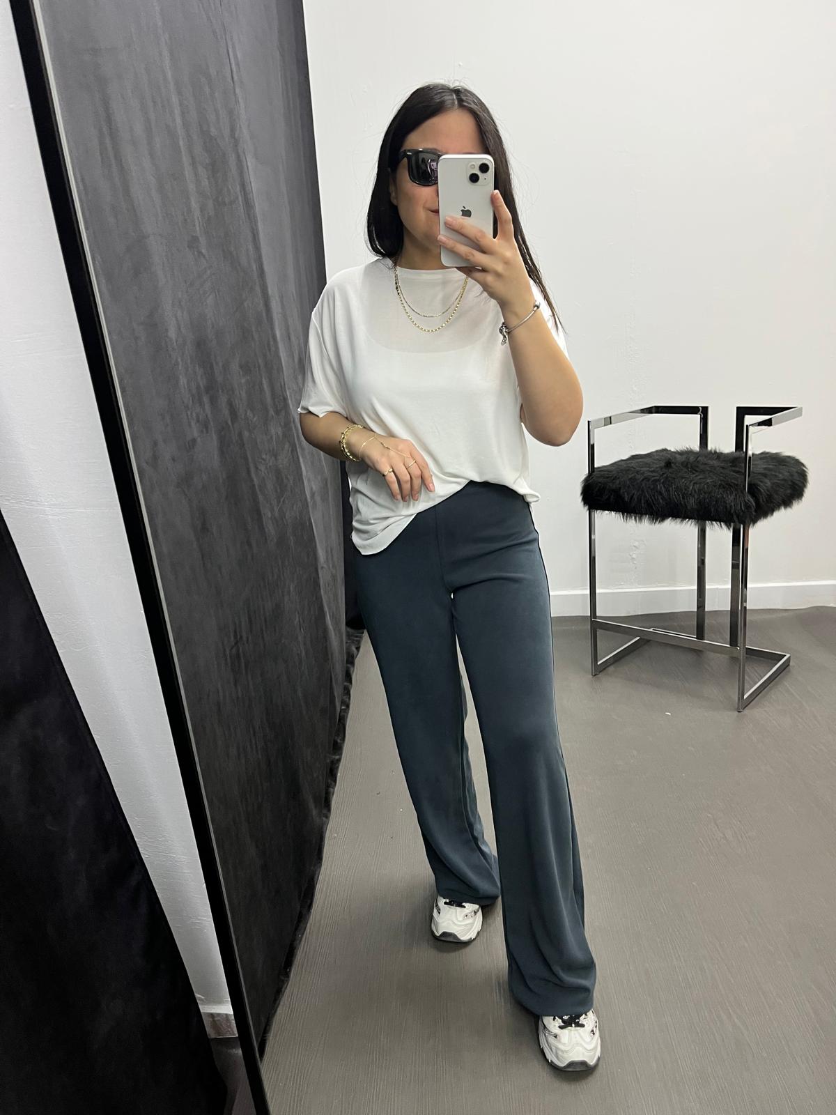 Beli Lastikli Modal Doku Bol Paça Pantolon 