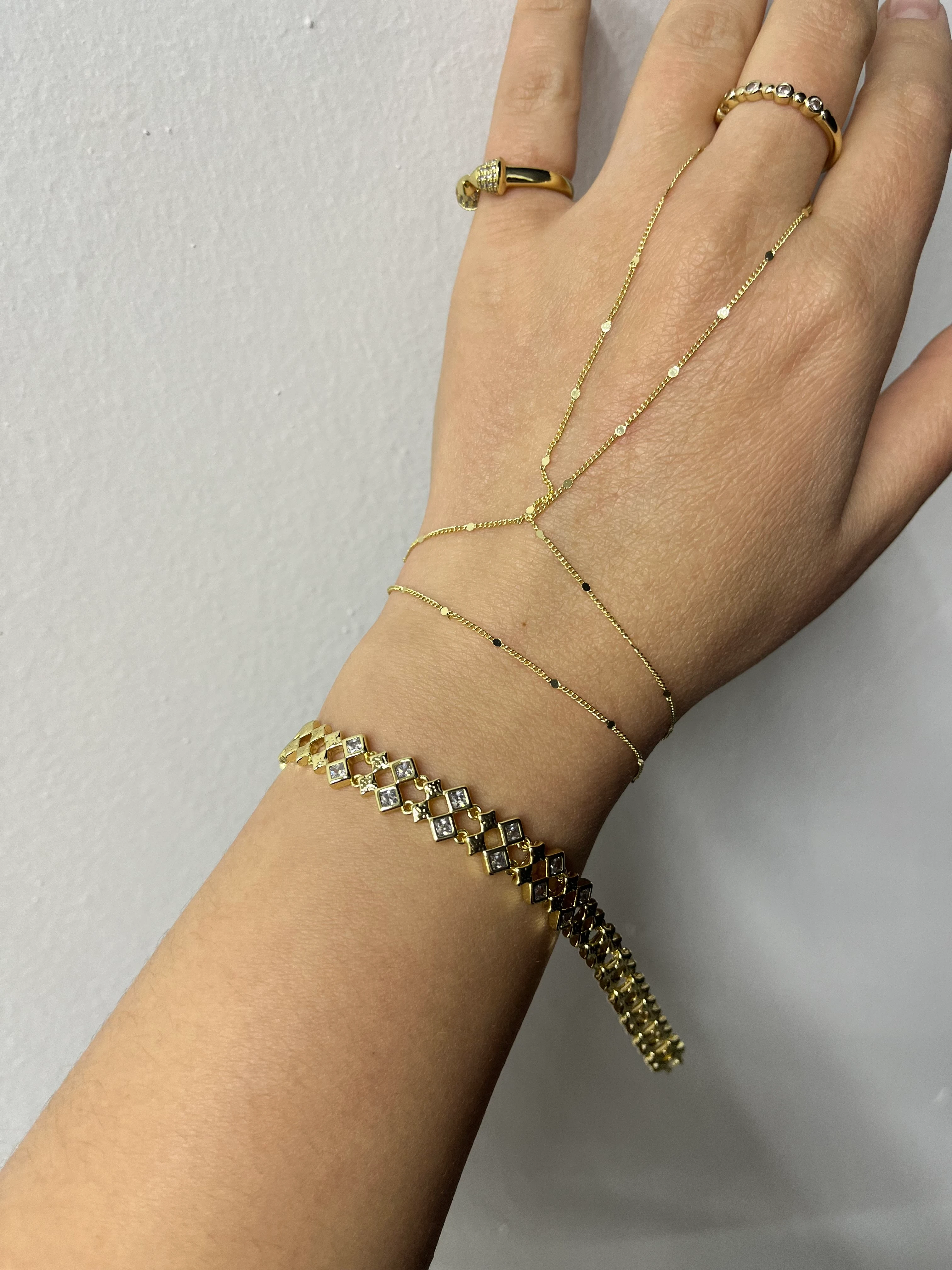 Özel Seri Zirkon Taşlı Kare Plaka Bileklik XP( 19cm) 